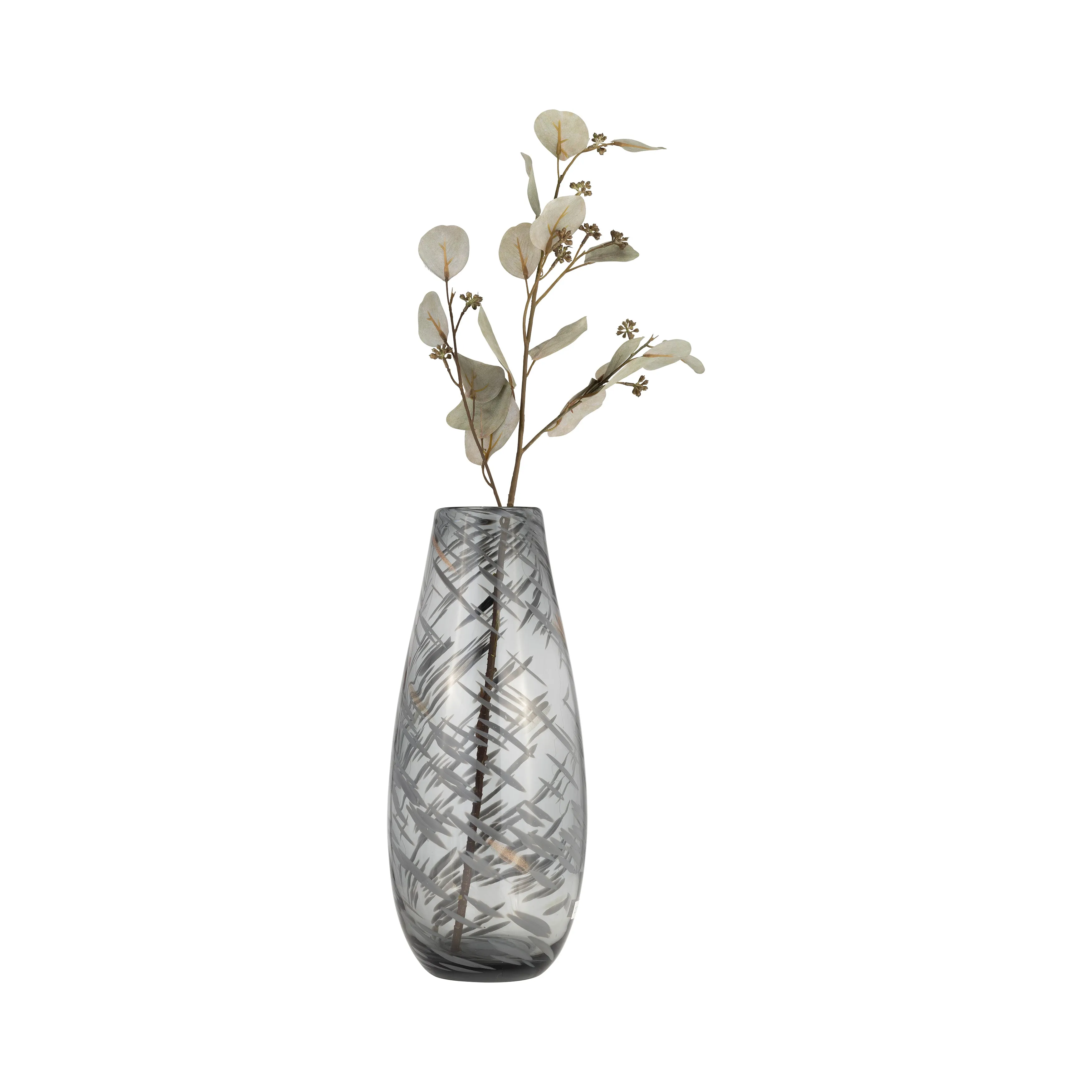 GLASS, 15"H SWIRL VASE, BLACK