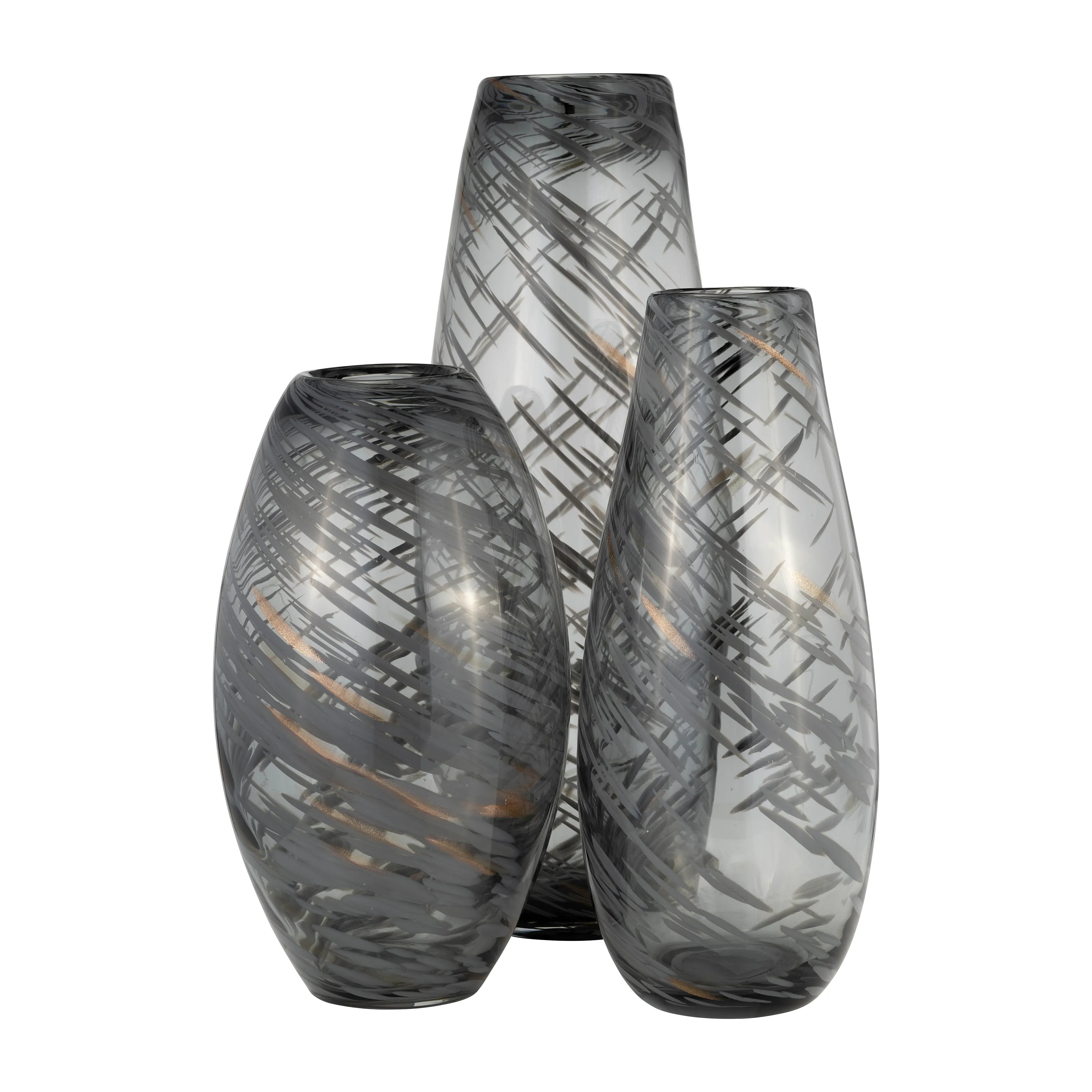 GLASS, 15"H SWIRL VASE, BLACK
