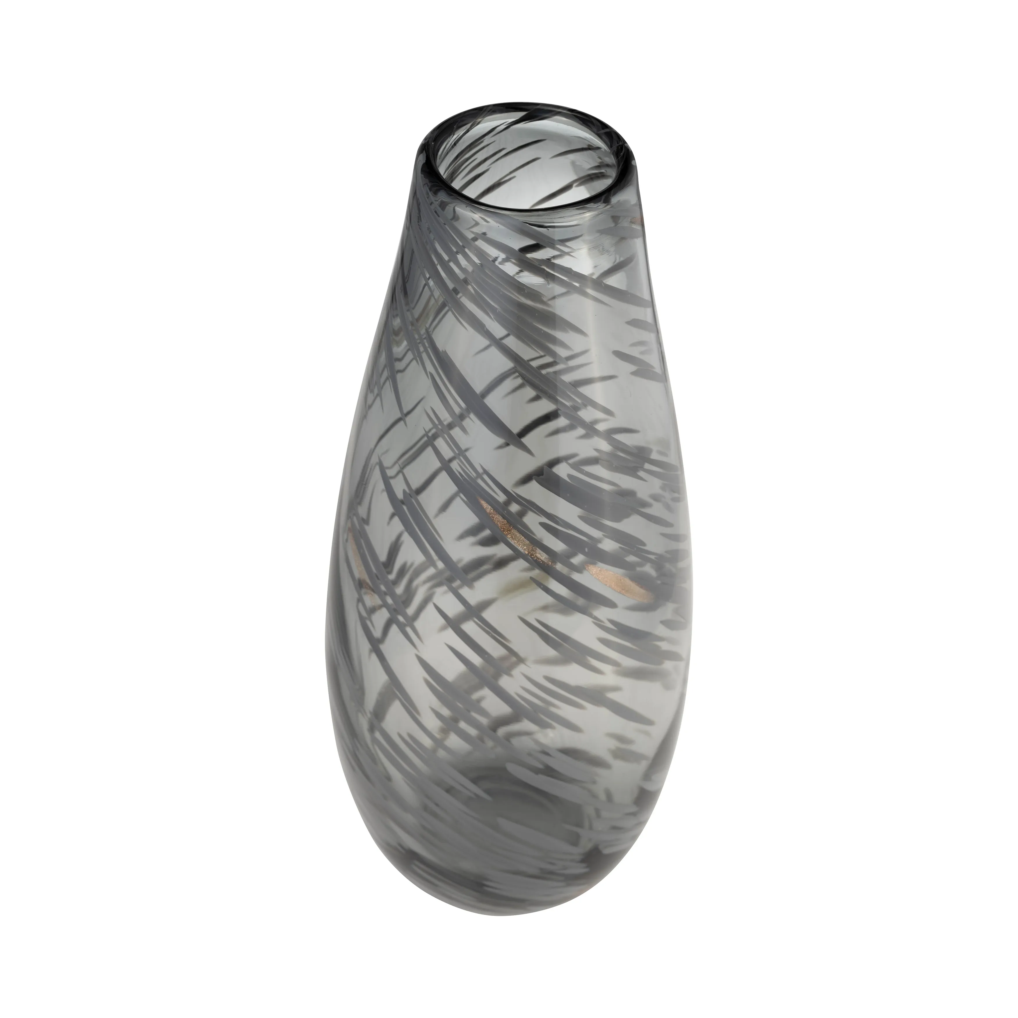 GLASS, 15"H SWIRL VASE, BLACK