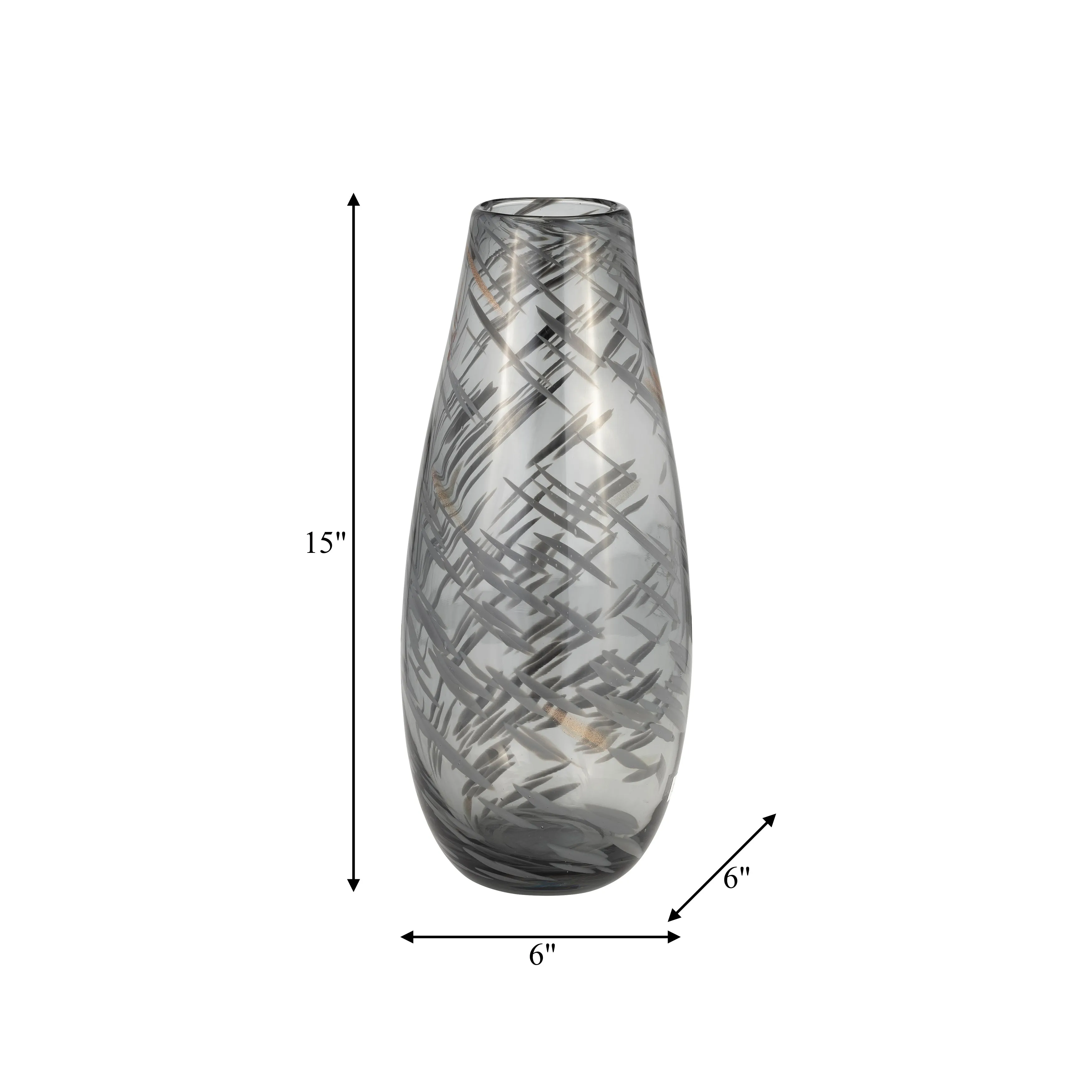 GLASS, 15"H SWIRL VASE, BLACK