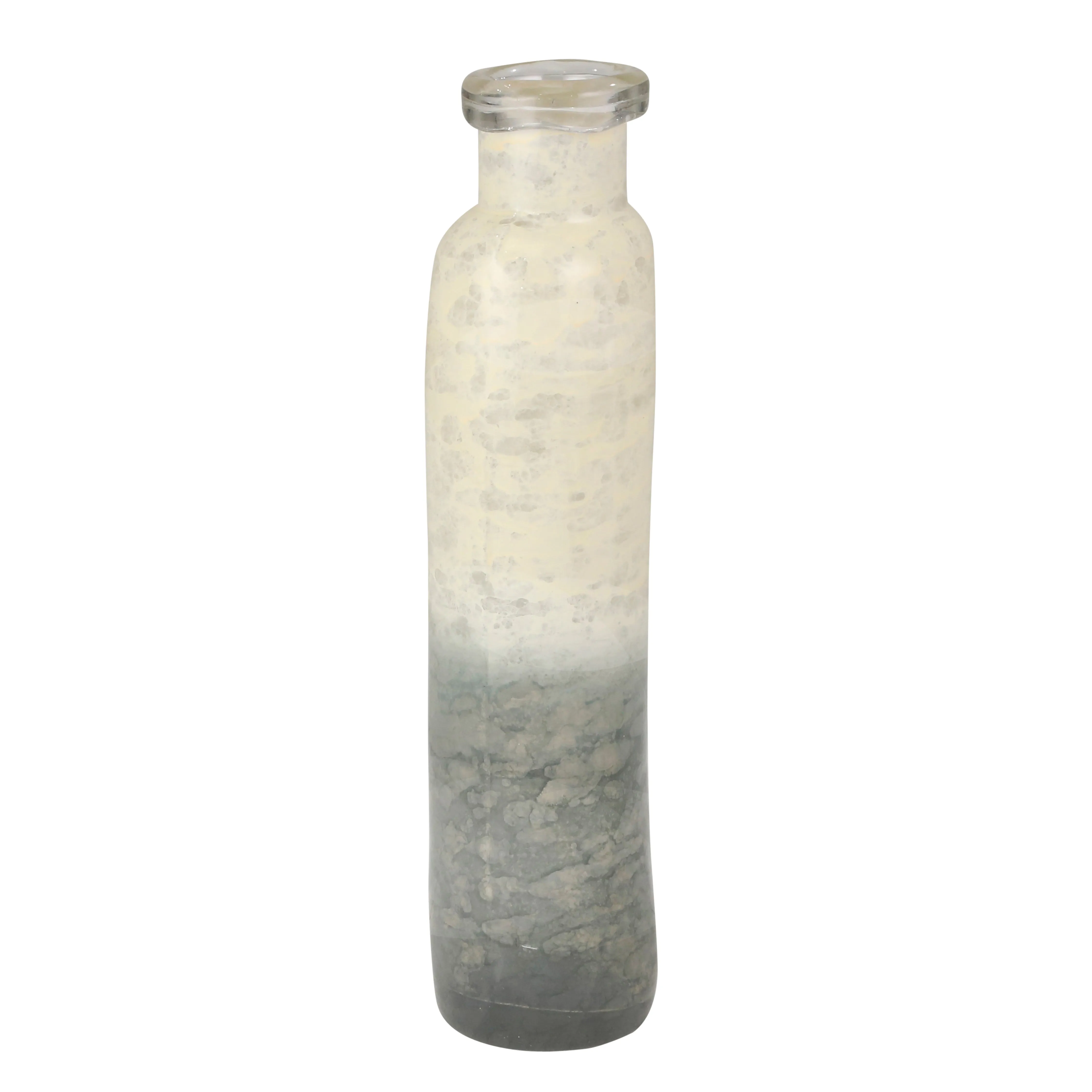 Glass 16" Organic Vase, White/Blue Mix