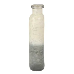 Glass 16" Organic Vase, White/Blue Mix