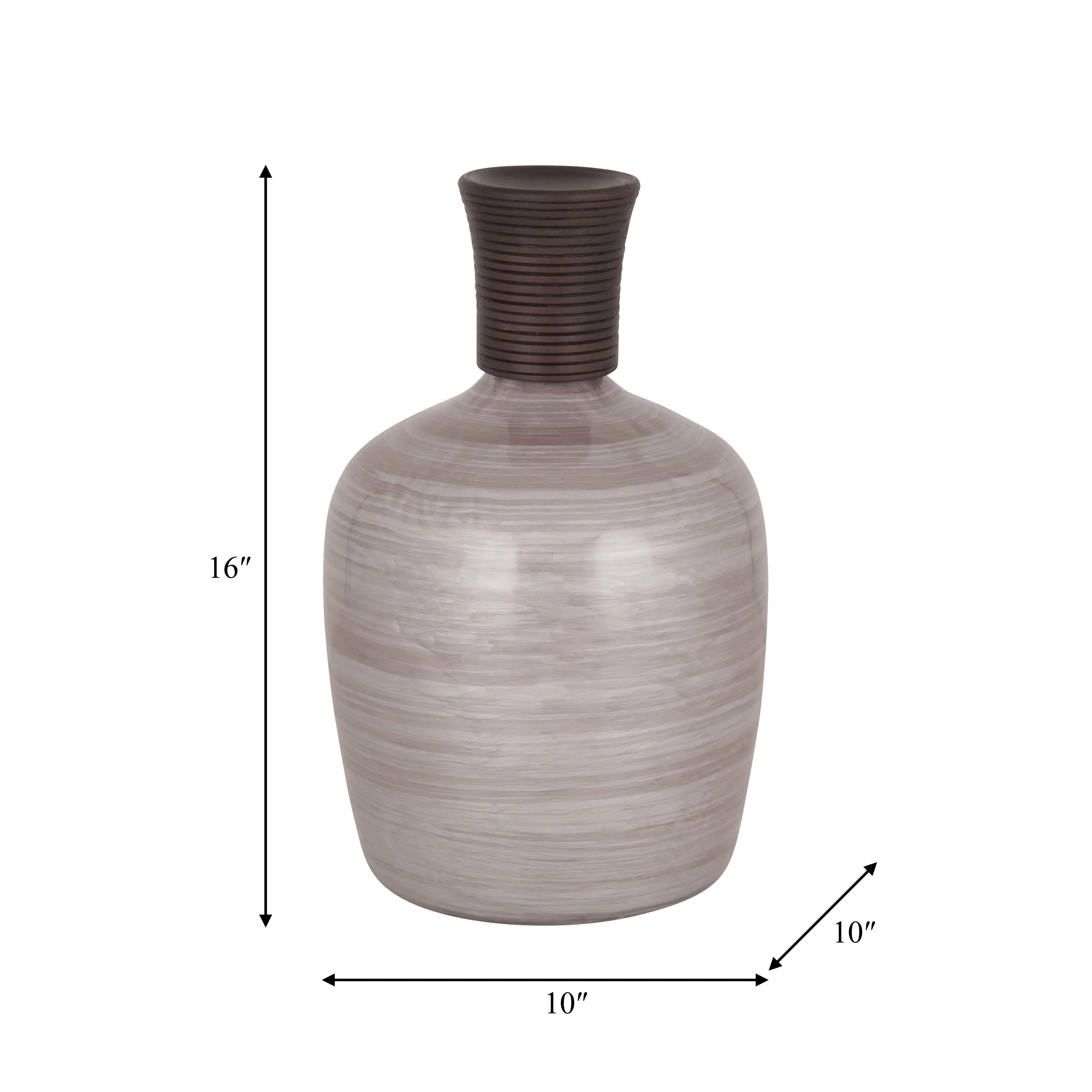 GLASS, 16" WOODEN TOP VASE, BLUSH