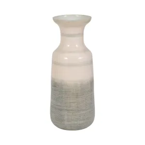 Glass, 17" 2-toned Enamel Vase, White