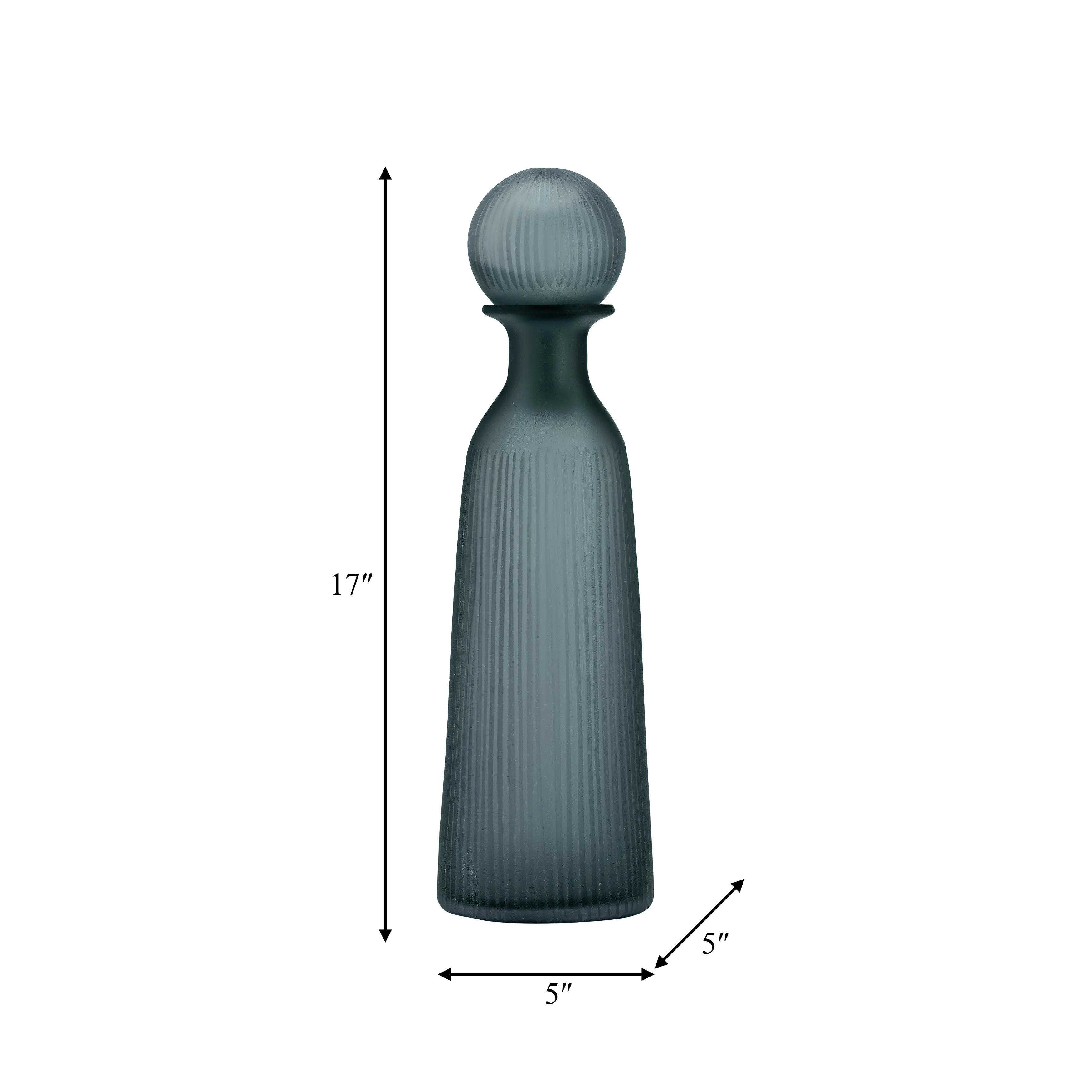 GLASS, 17"H VASE W/ LID, BLUE/GRAY