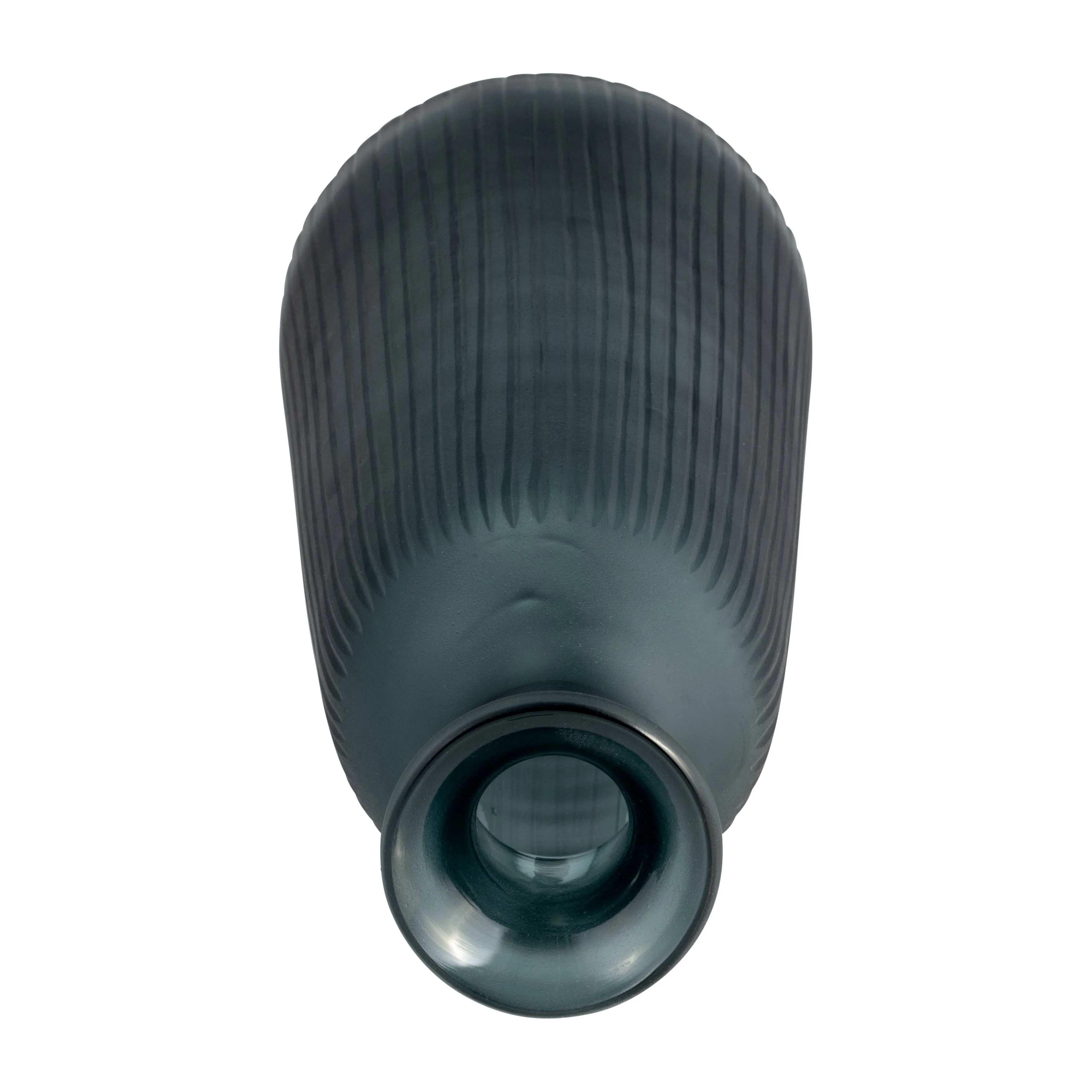 GLASS, 17"H VASE W/ LID, BLUE/GRAY