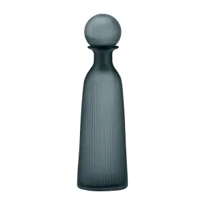GLASS, 17"H VASE W/ LID, BLUE/GRAY