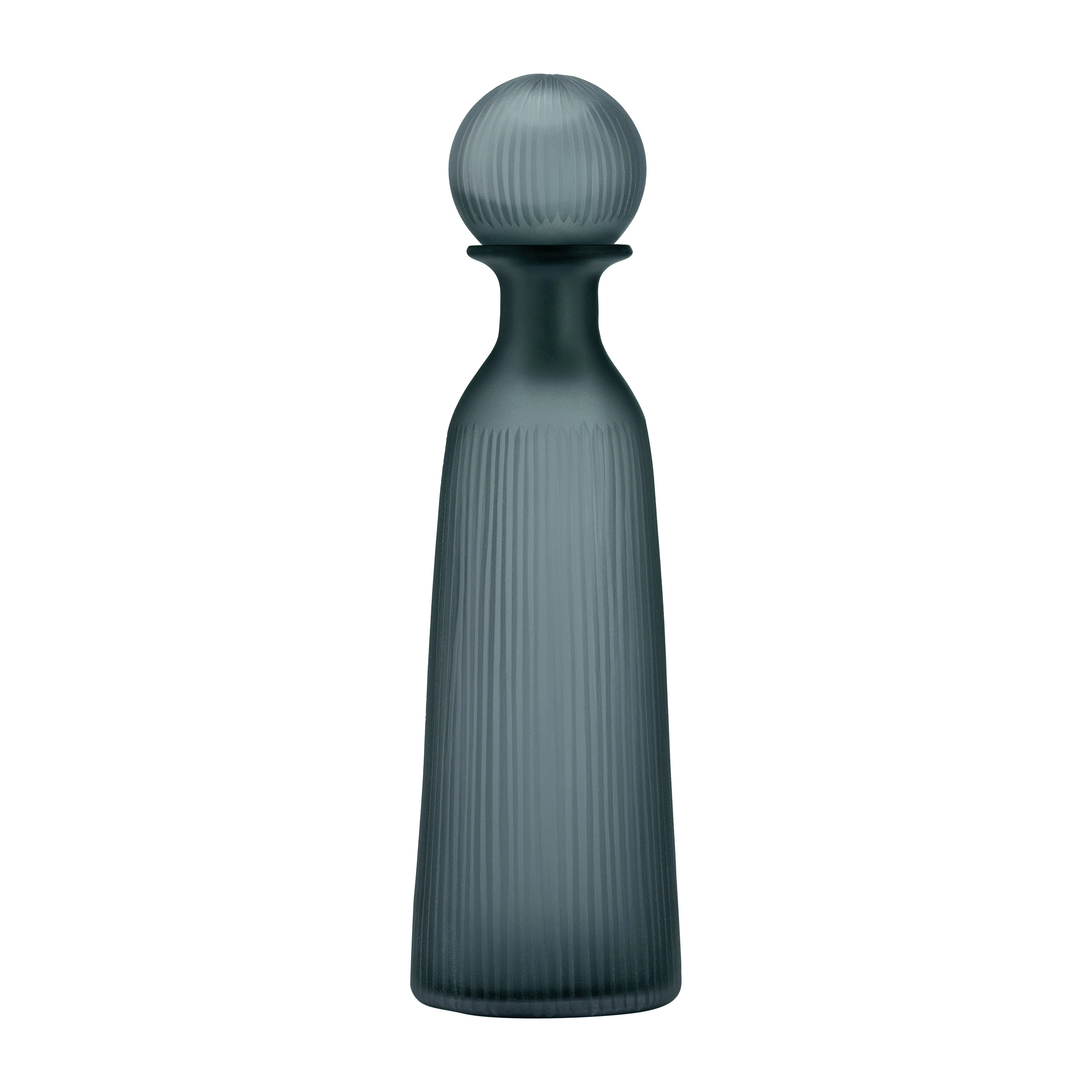 GLASS, 17"H VASE W/ LID, BLUE/GRAY