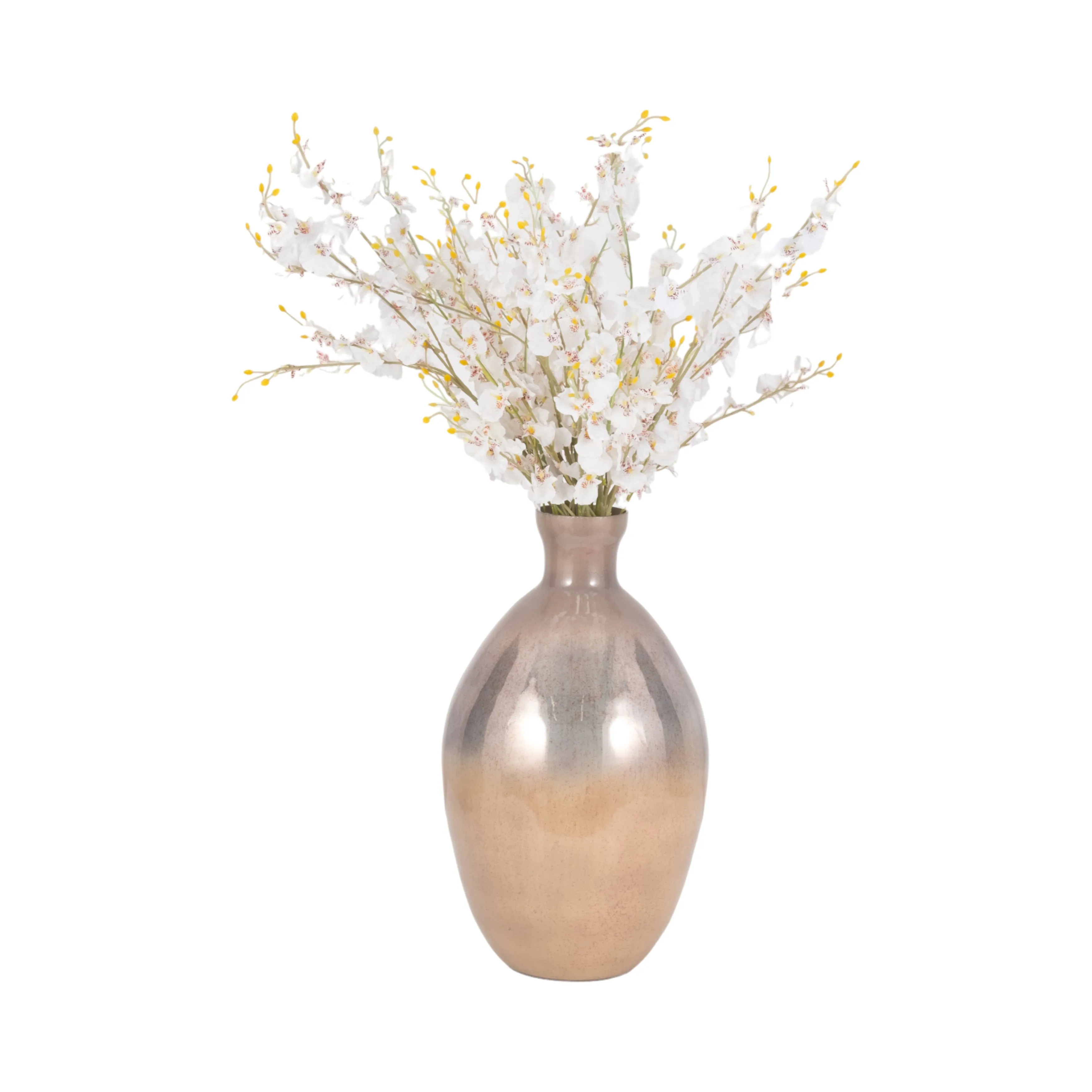 GLASS, 18" BULBOUS VASE, CHAMPAGNE
