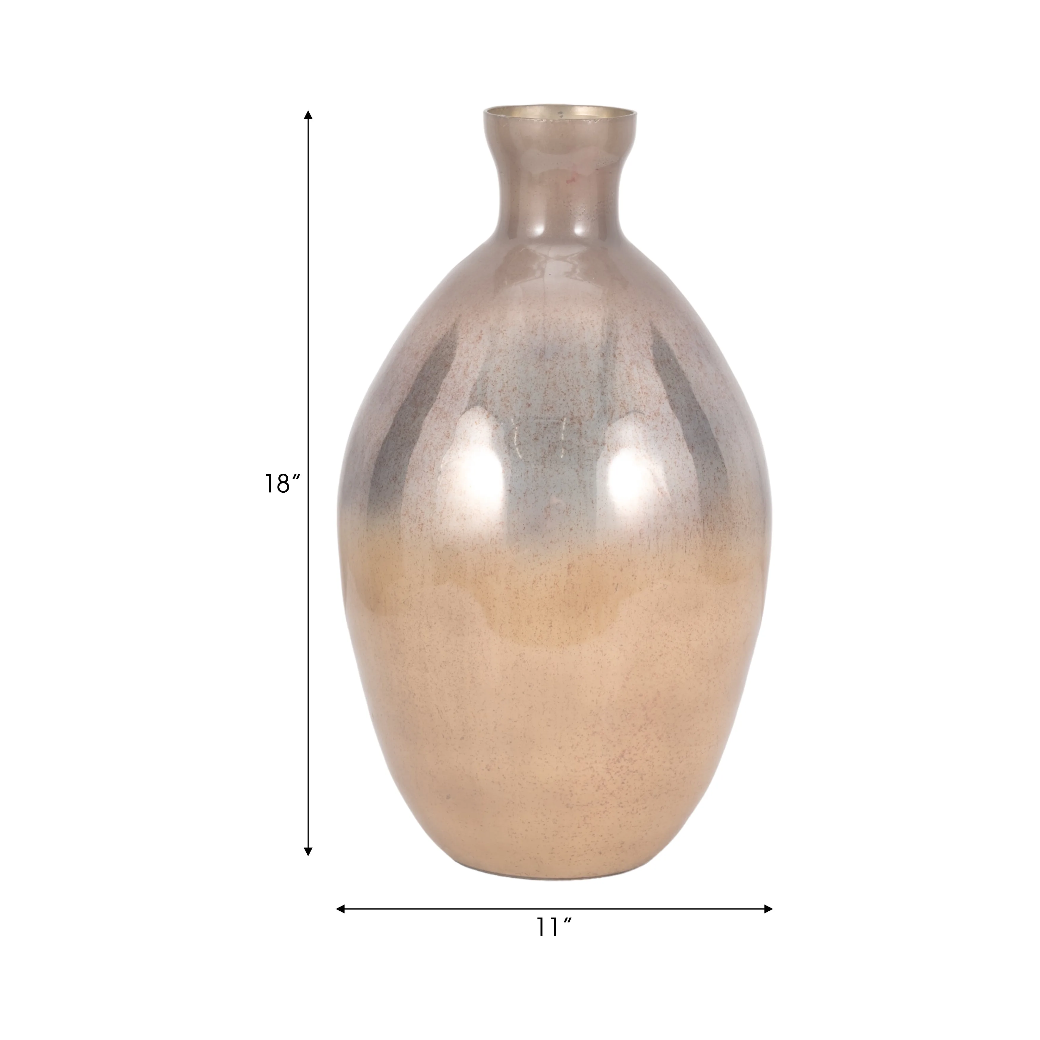 GLASS, 18" BULBOUS VASE, CHAMPAGNE