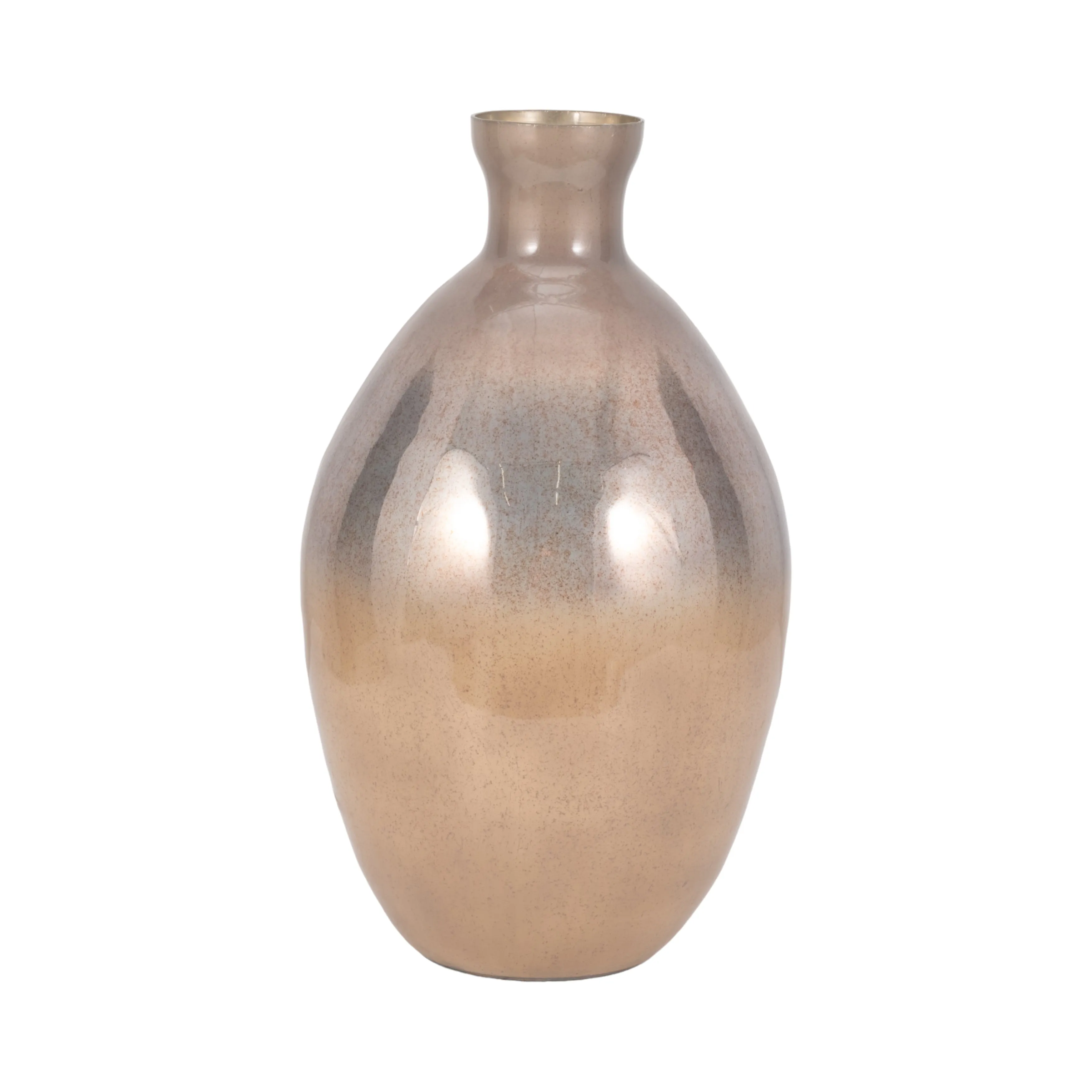 GLASS, 18" BULBOUS VASE, CHAMPAGNE