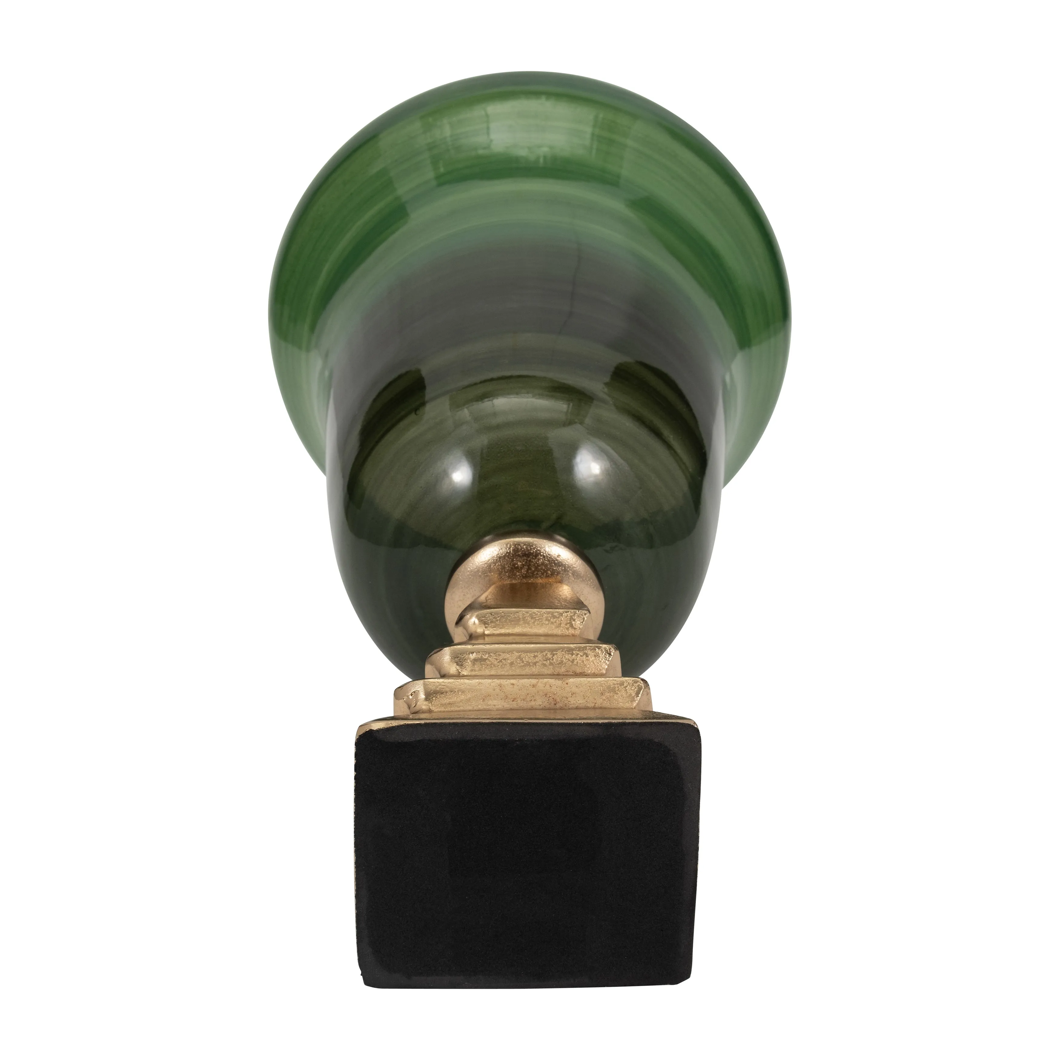 GLASS, 19" 5TH AVE VASE ON STAND, GREEN/GOLD