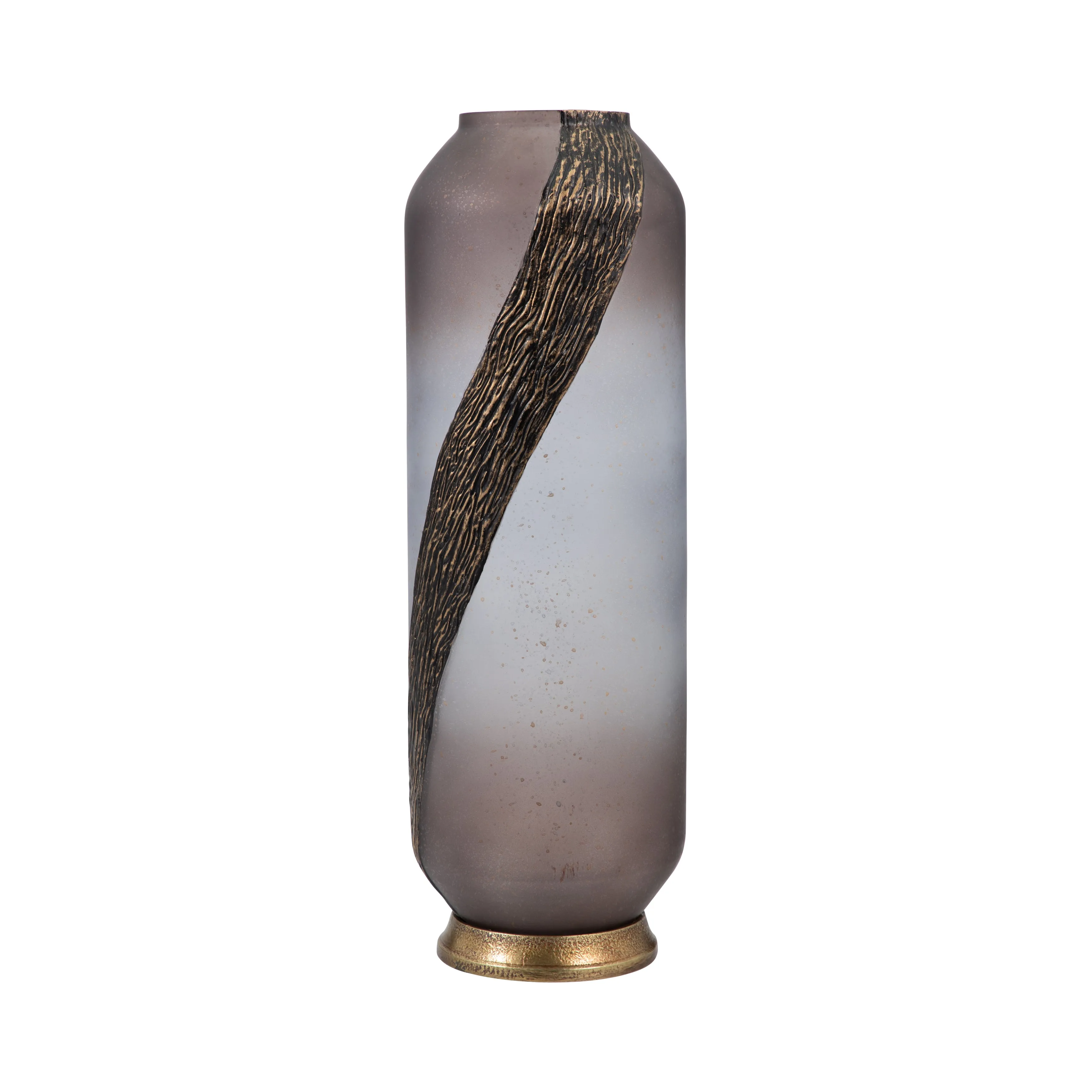 GLASS, 20" METALLIC DETAIL VASE,  BLUSH