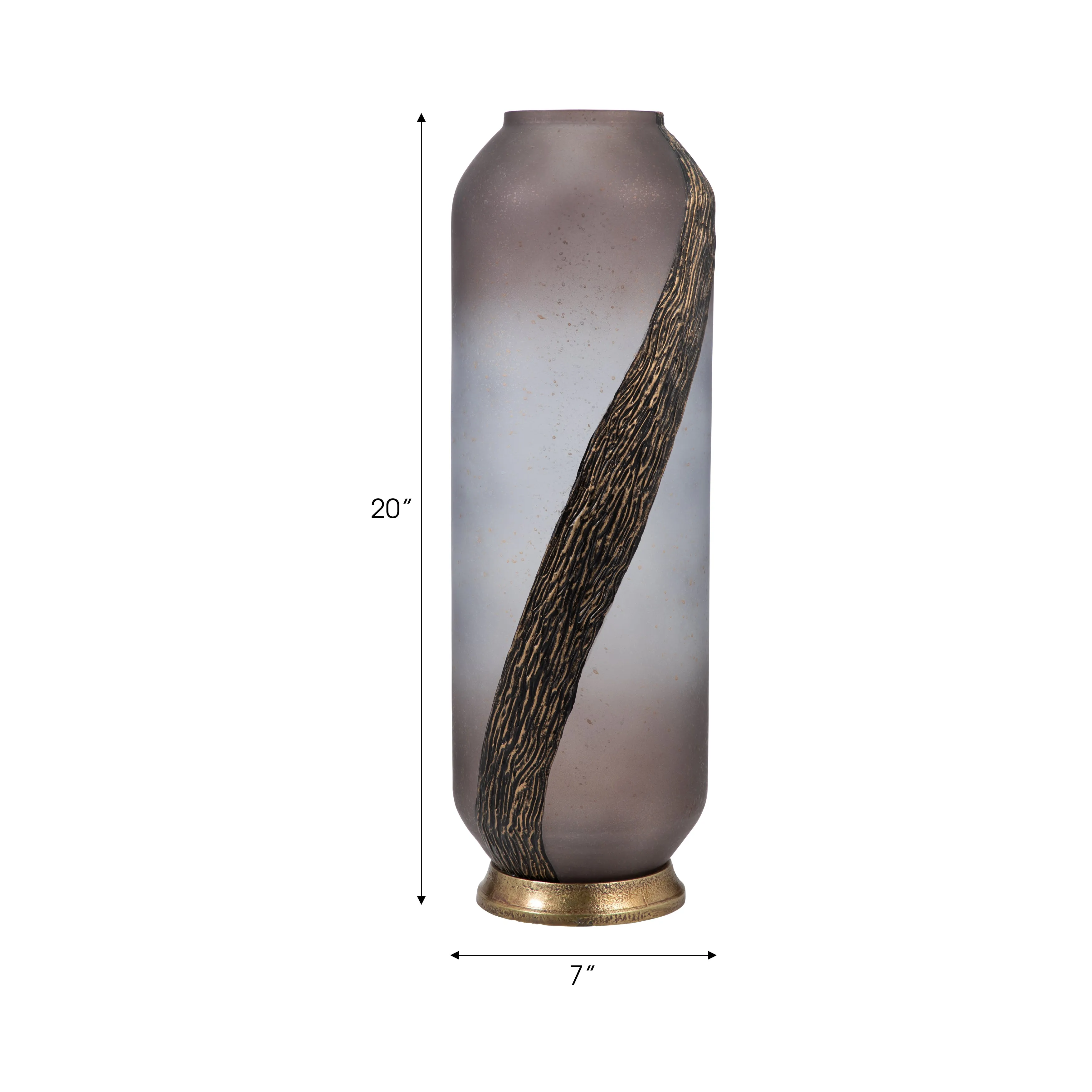 GLASS, 20" METALLIC DETAIL VASE,  BLUSH