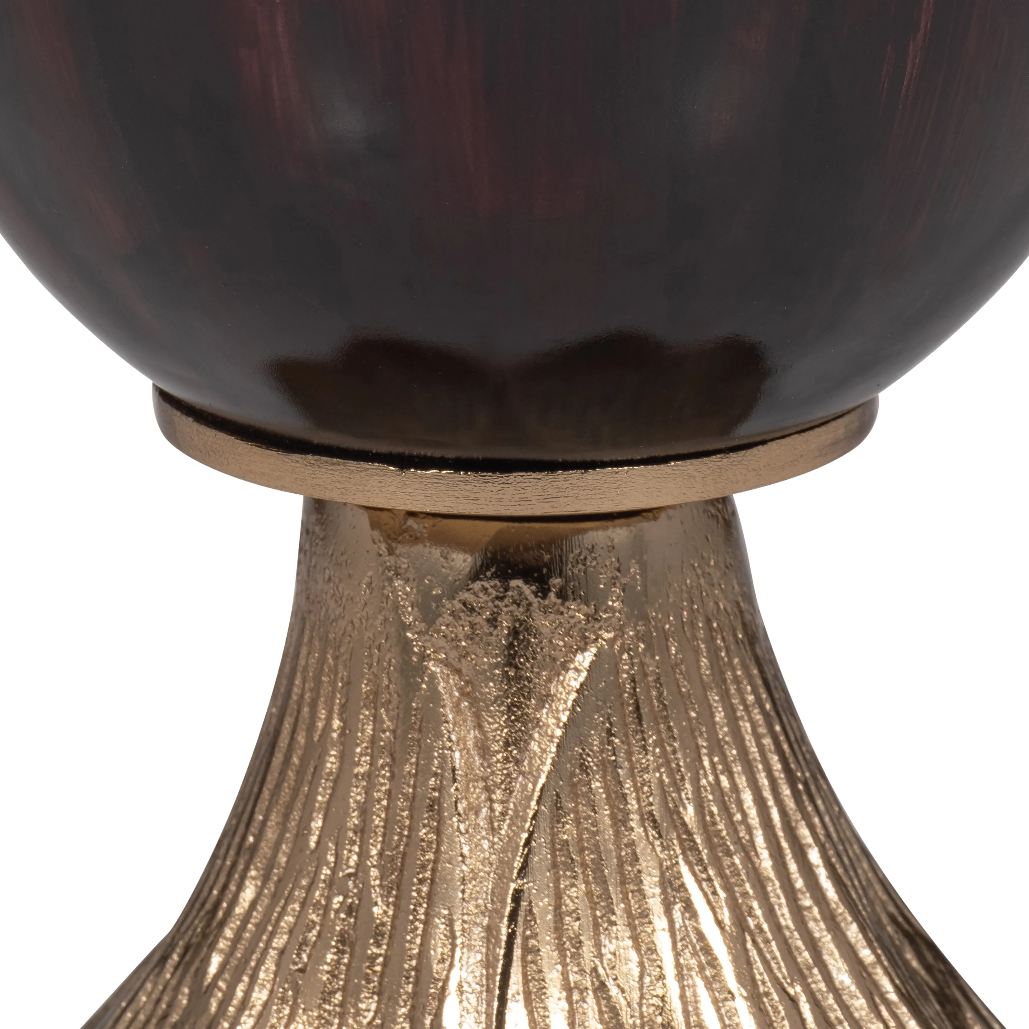 GLASS, 20" VASE W/ LEAF BASE, BRONZE