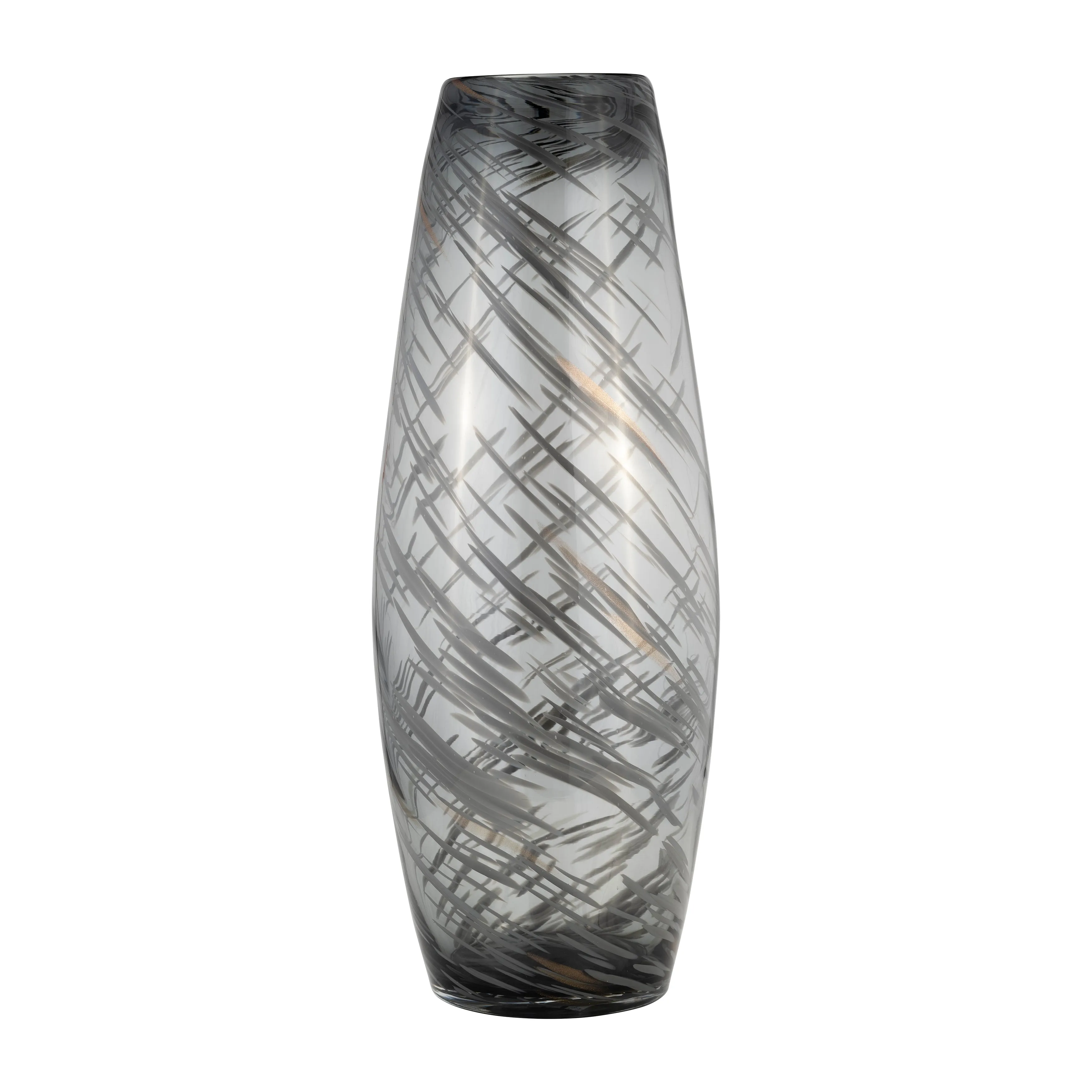 GLASS, 20"H SWIRL VASE, BLACK