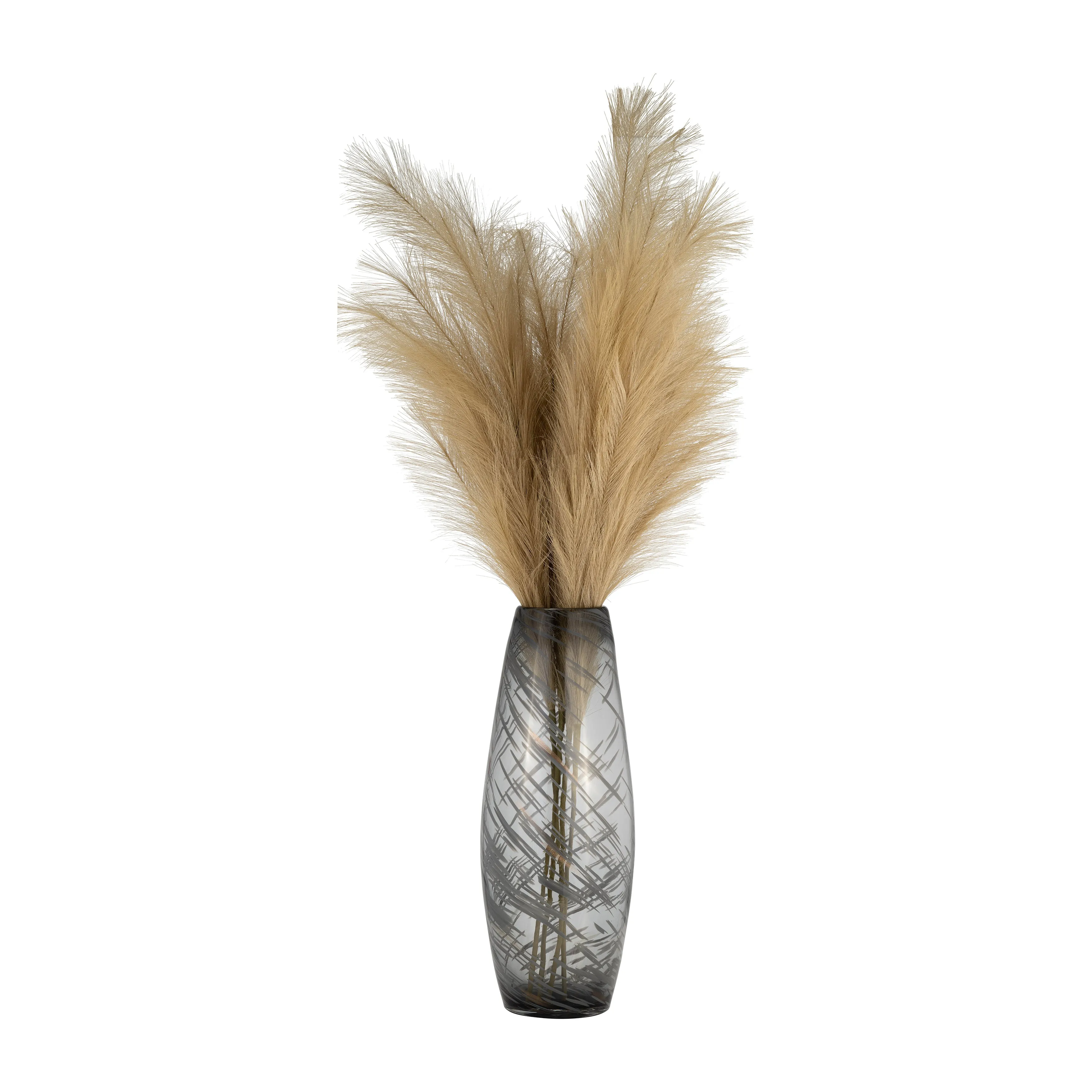 GLASS, 20"H SWIRL VASE, BLACK