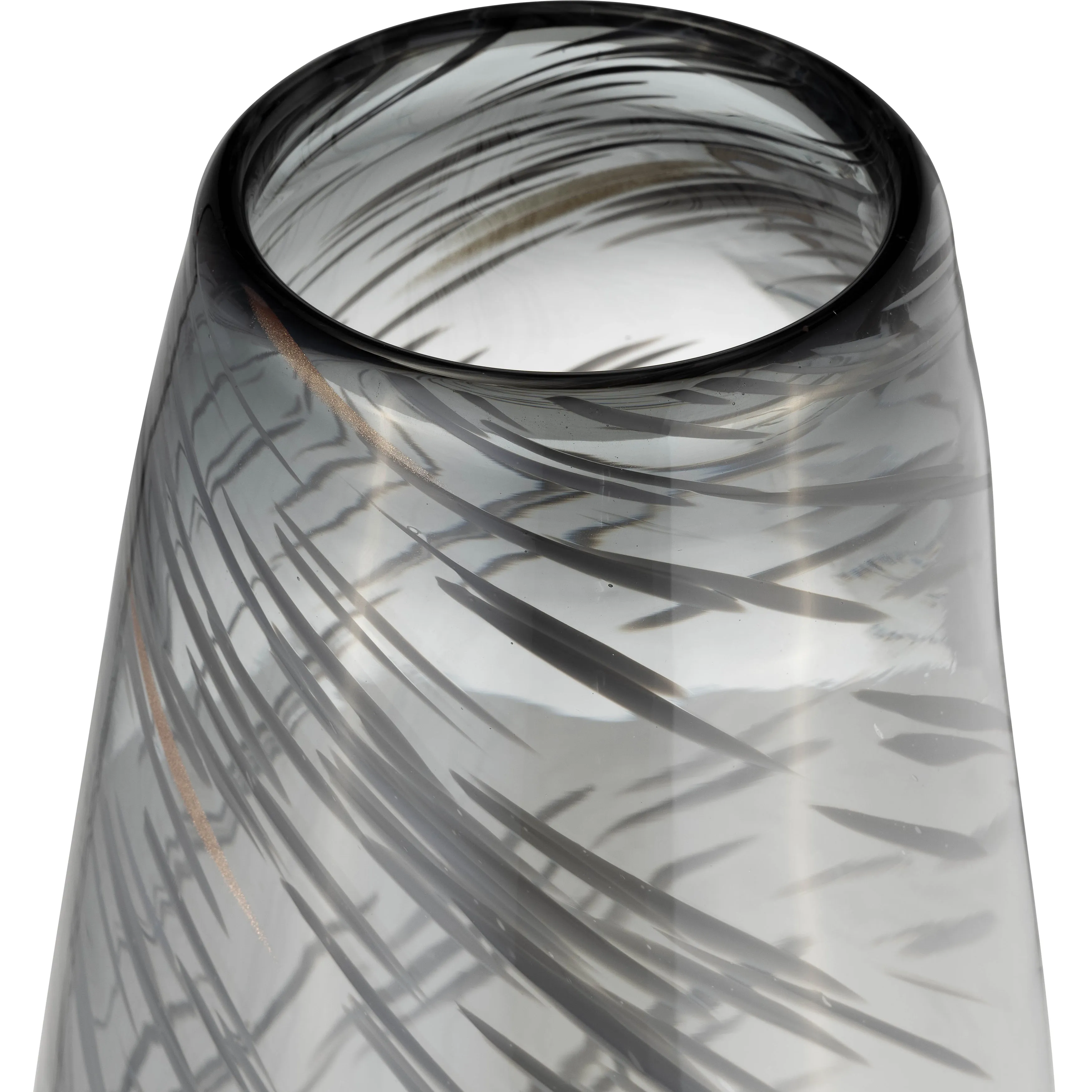 GLASS, 20"H SWIRL VASE, BLACK