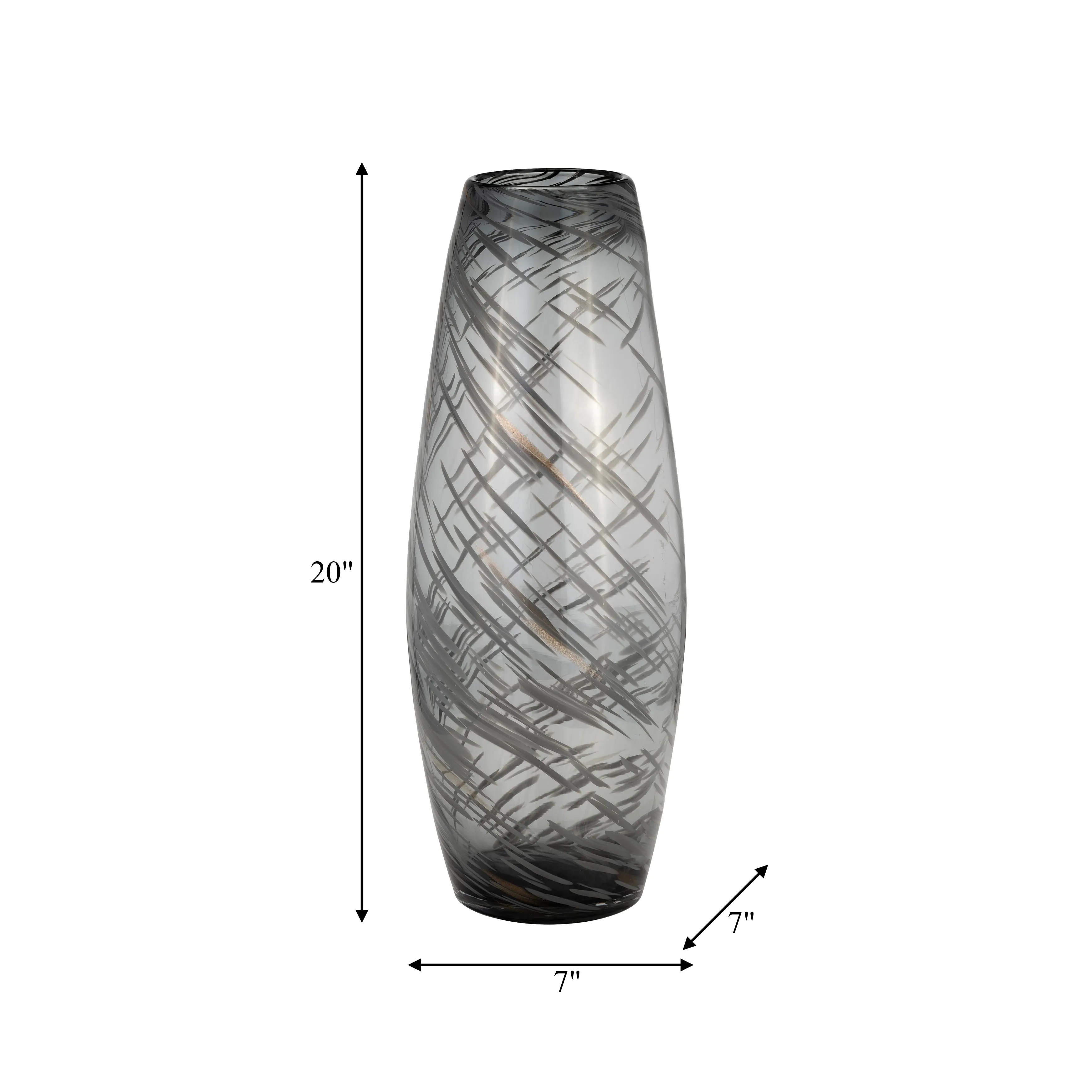 GLASS, 20"H SWIRL VASE, BLACK