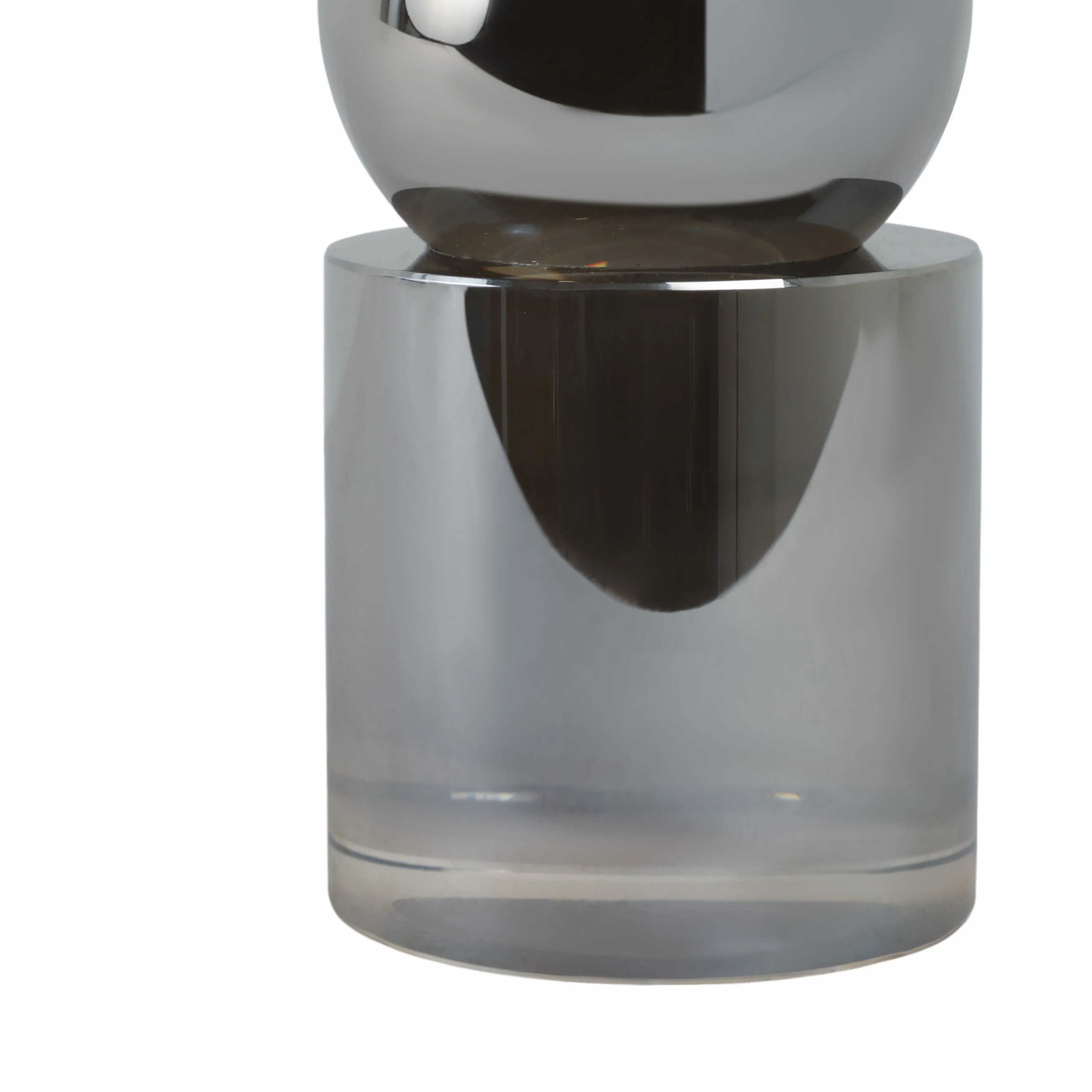 GLASS 6"H PILLAR CANDLE HOLDER, SMOKE