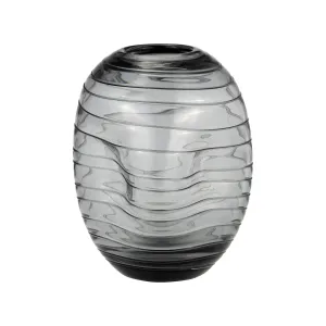 GLASS, 8"H PINCHED VASE, SMOKE