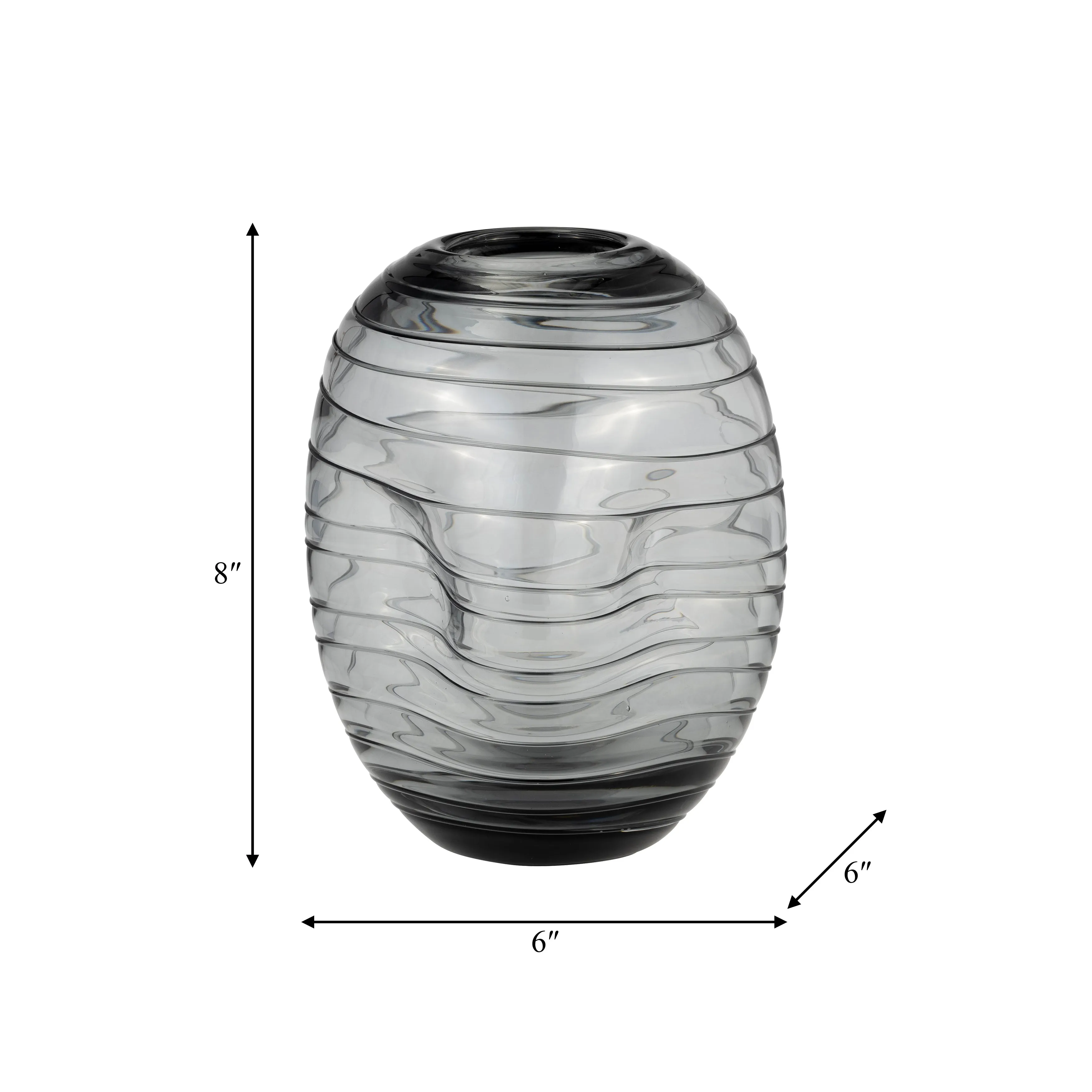 GLASS, 8"H PINCHED VASE, SMOKE
