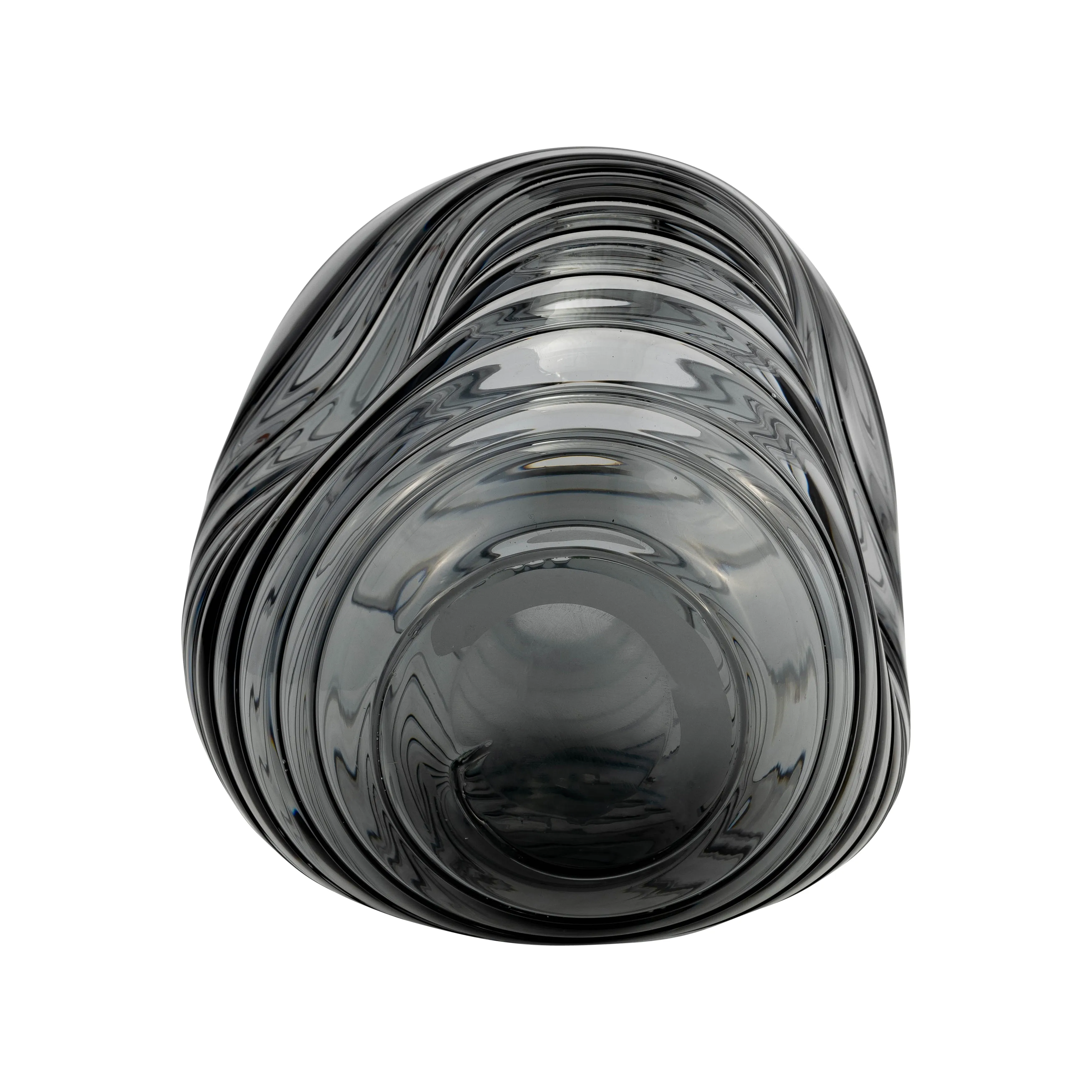 GLASS, 8"H PINCHED VASE, SMOKE