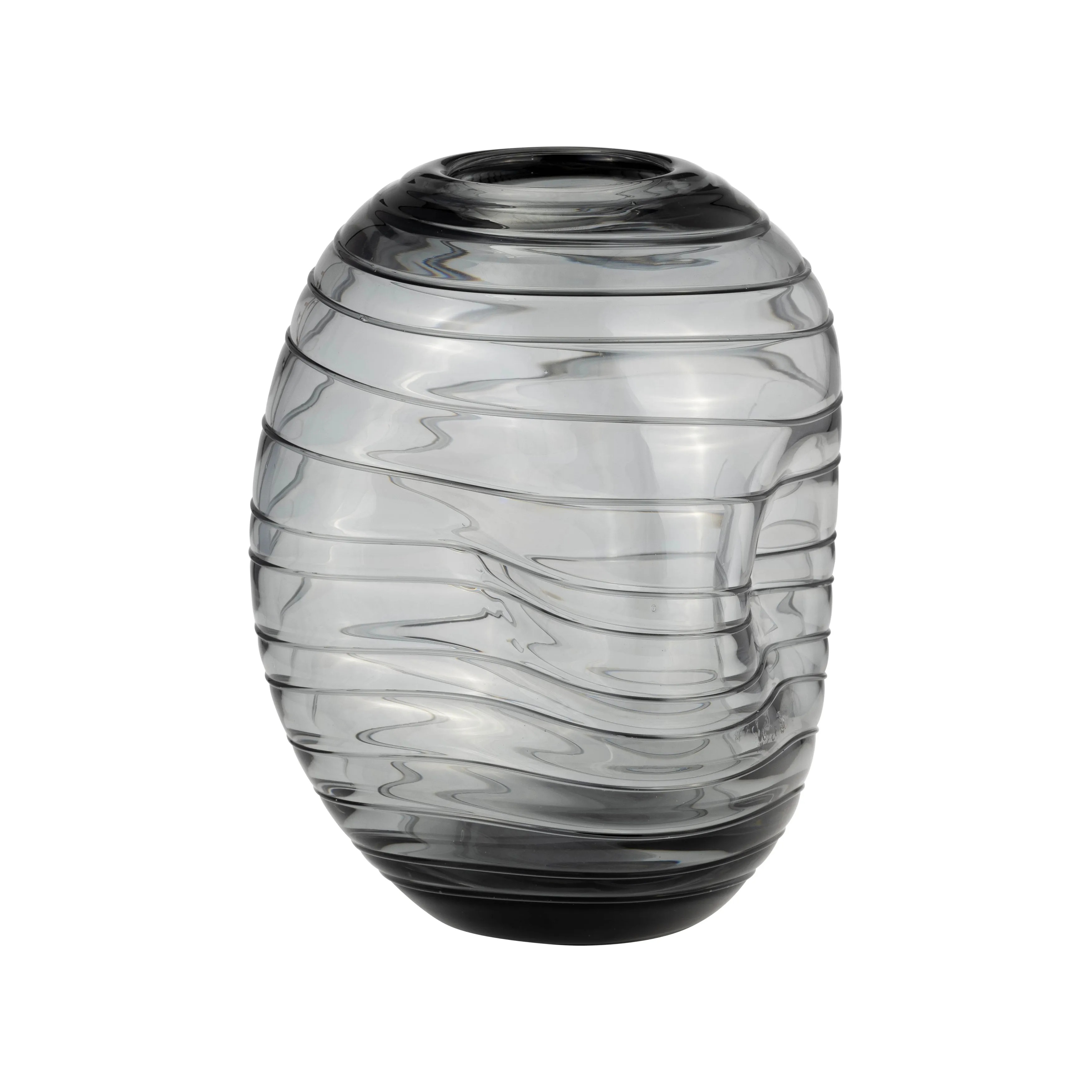 GLASS, 8"H PINCHED VASE, SMOKE