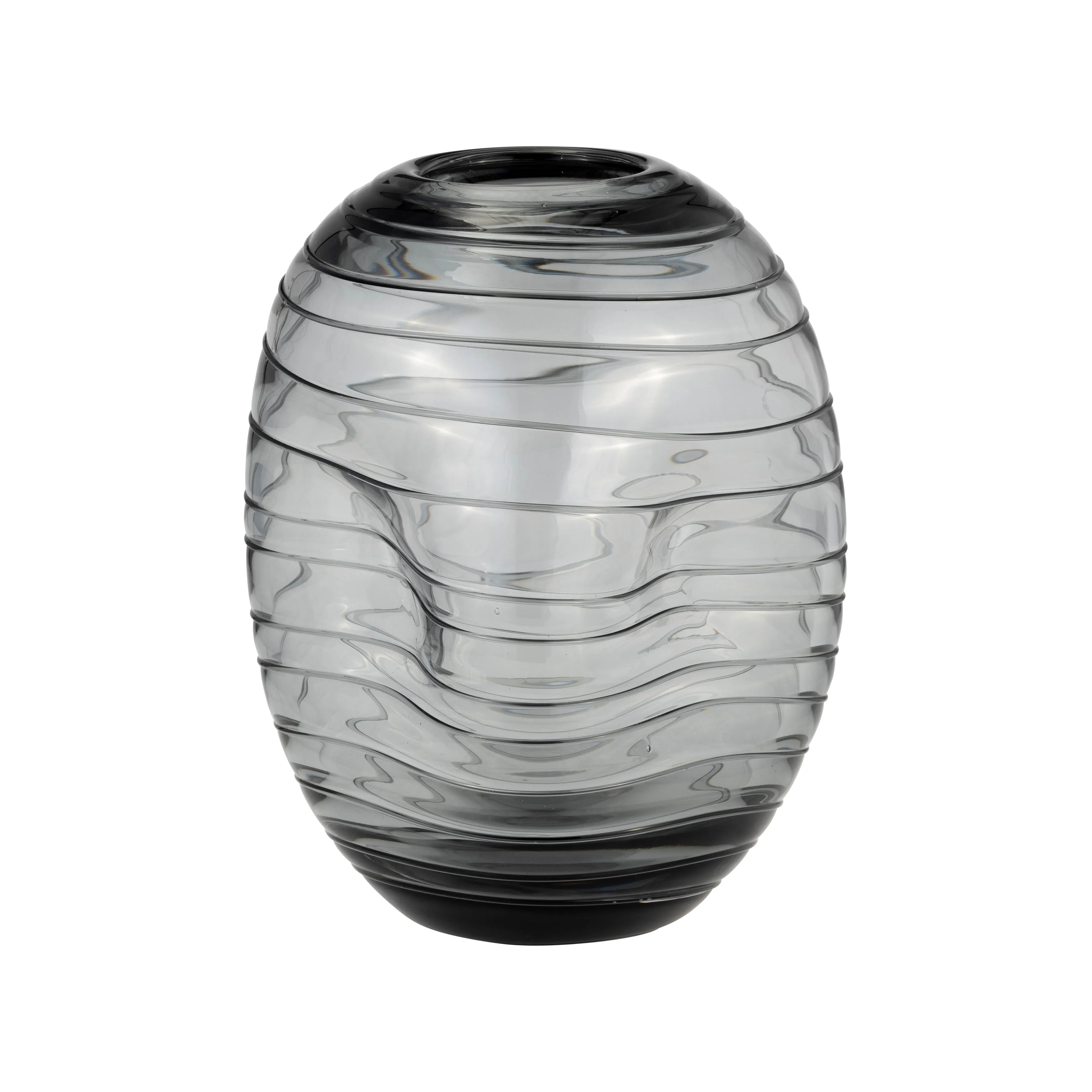 GLASS, 8"H PINCHED VASE, SMOKE