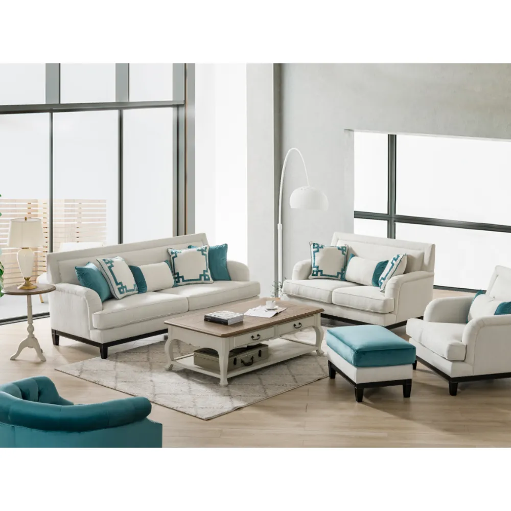 Greek Key Off White Loveseat