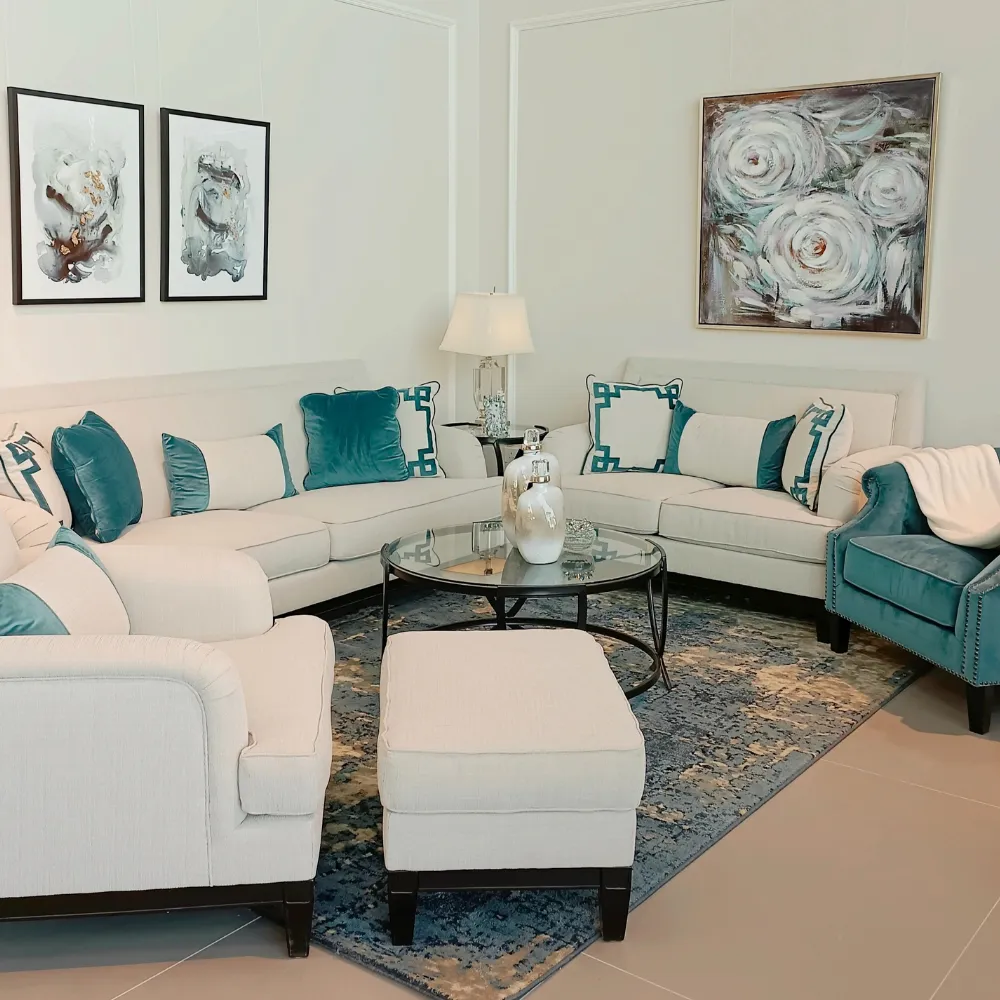 Greek Key Off White Loveseat