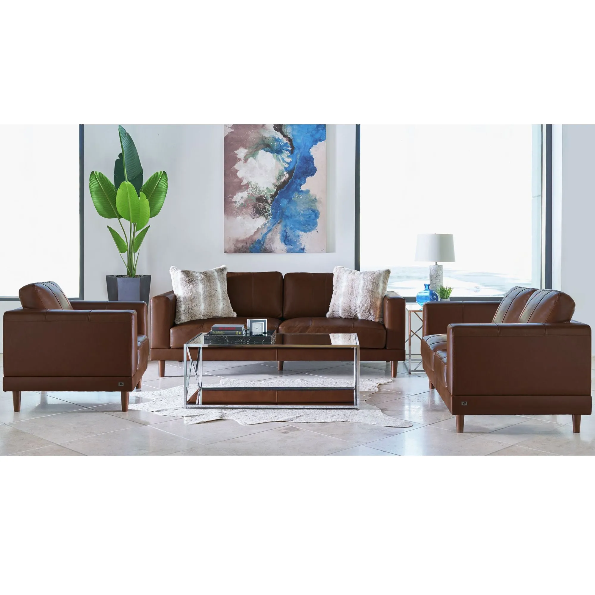 Hampton Leather Fiero Chestnut 2 Seater Loveseat