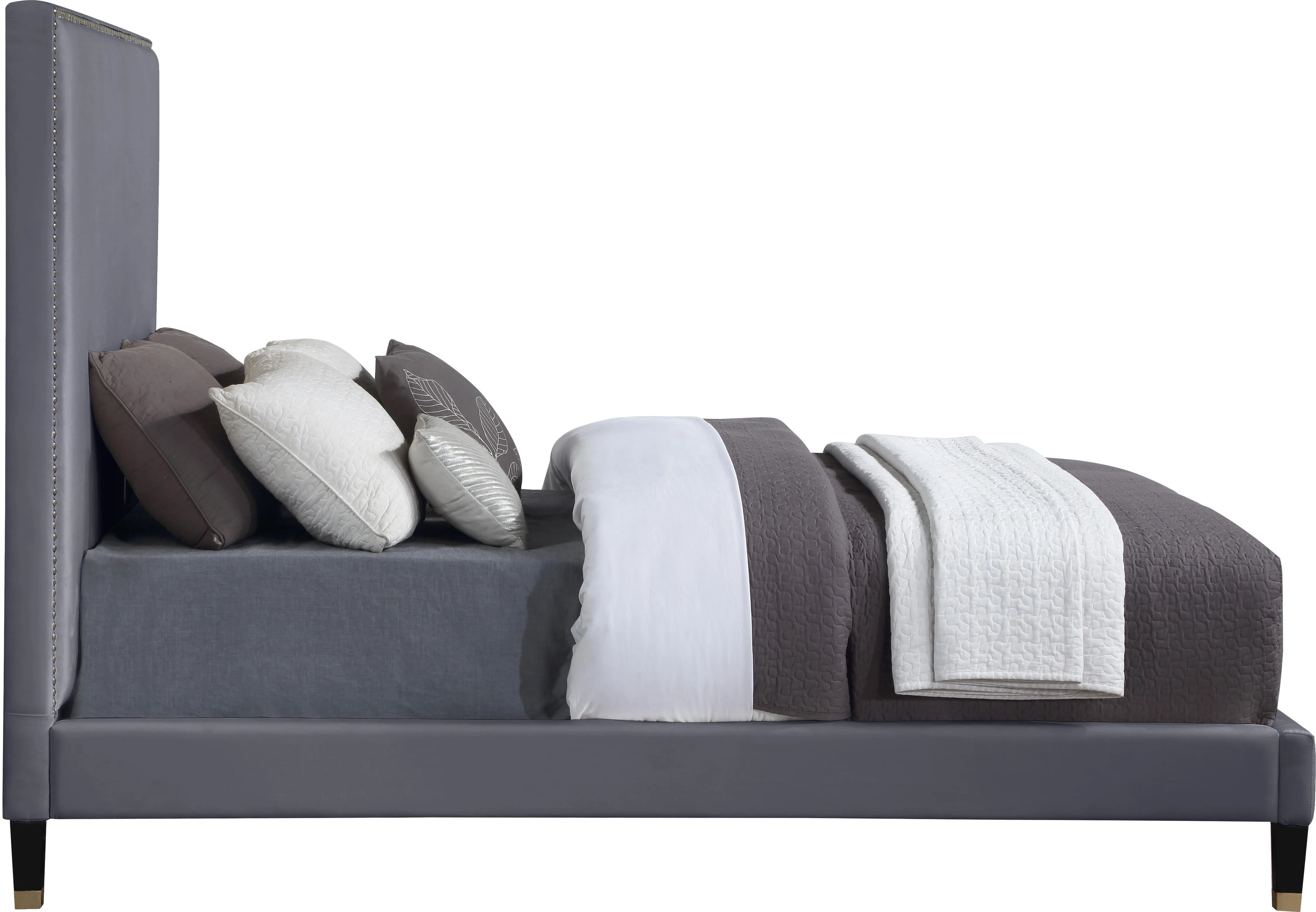 Harlie Grey Velvet King Bed