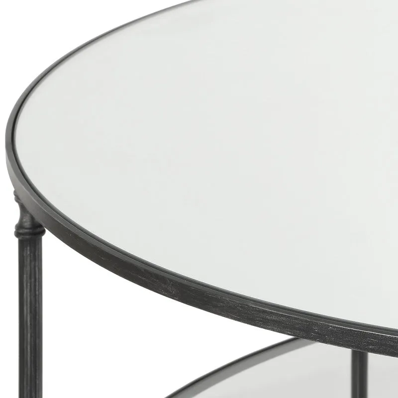 Henzler 106 W x 76 H x 106 D Round Coffee Table with Mirror Top