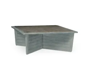 JC Outdoor - Hampton Collection - Square Cloudy Grey & Concrete Coffee Table with an X-Base