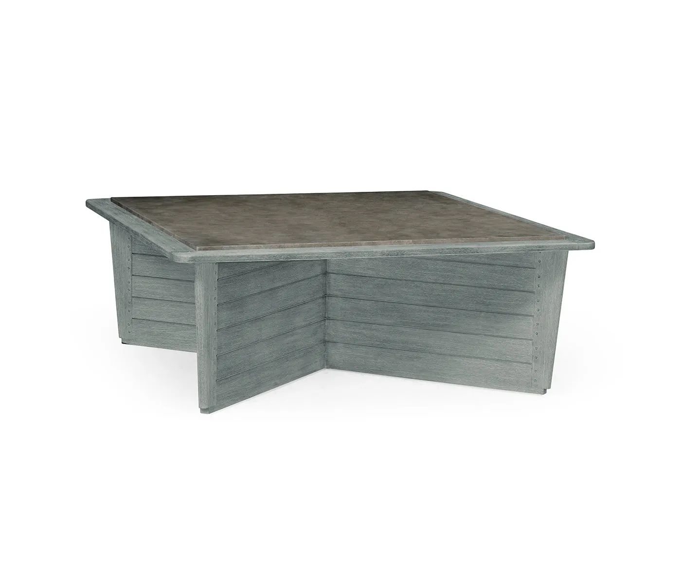 JC Outdoor - Hampton Collection - Square Cloudy Grey & Concrete Coffee Table with an X-Base