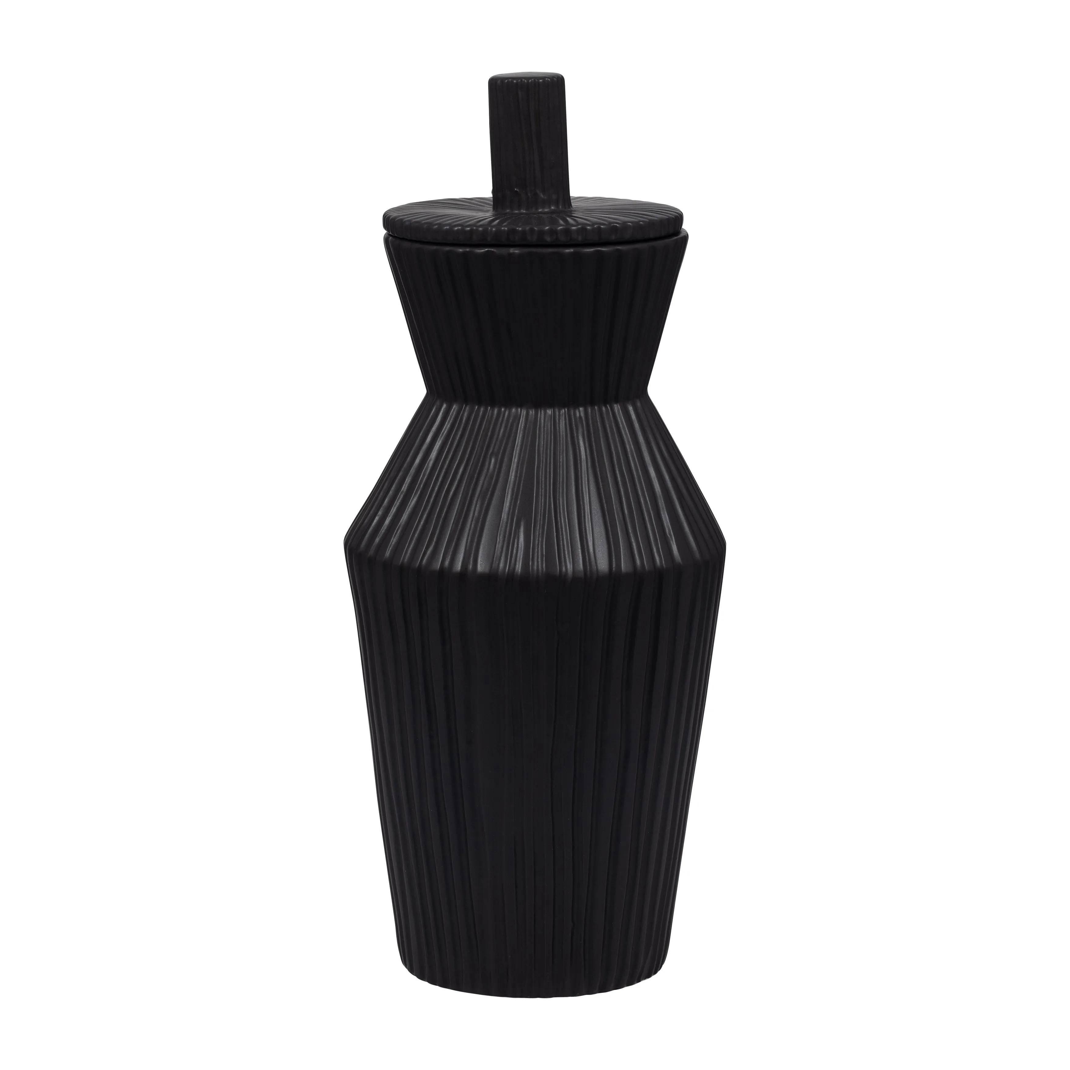 Laurel Large Black Lidded Jar