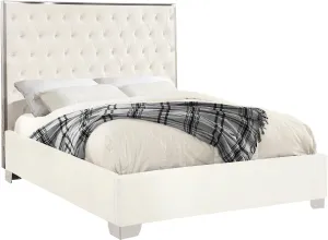 Lexi White Velvet Full Bed