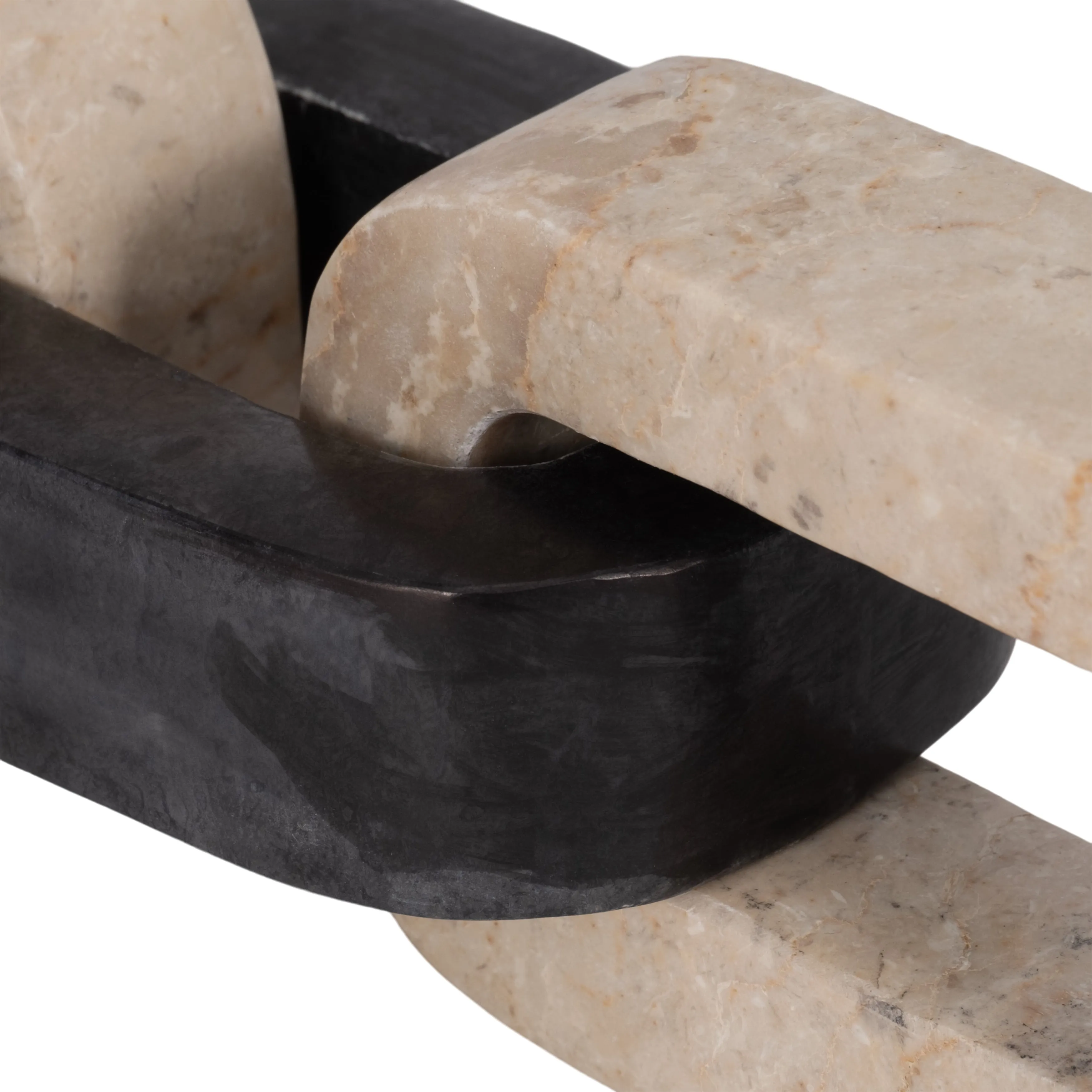 Marble, 12" 3 Linked Chain, Dk Gray/ivory