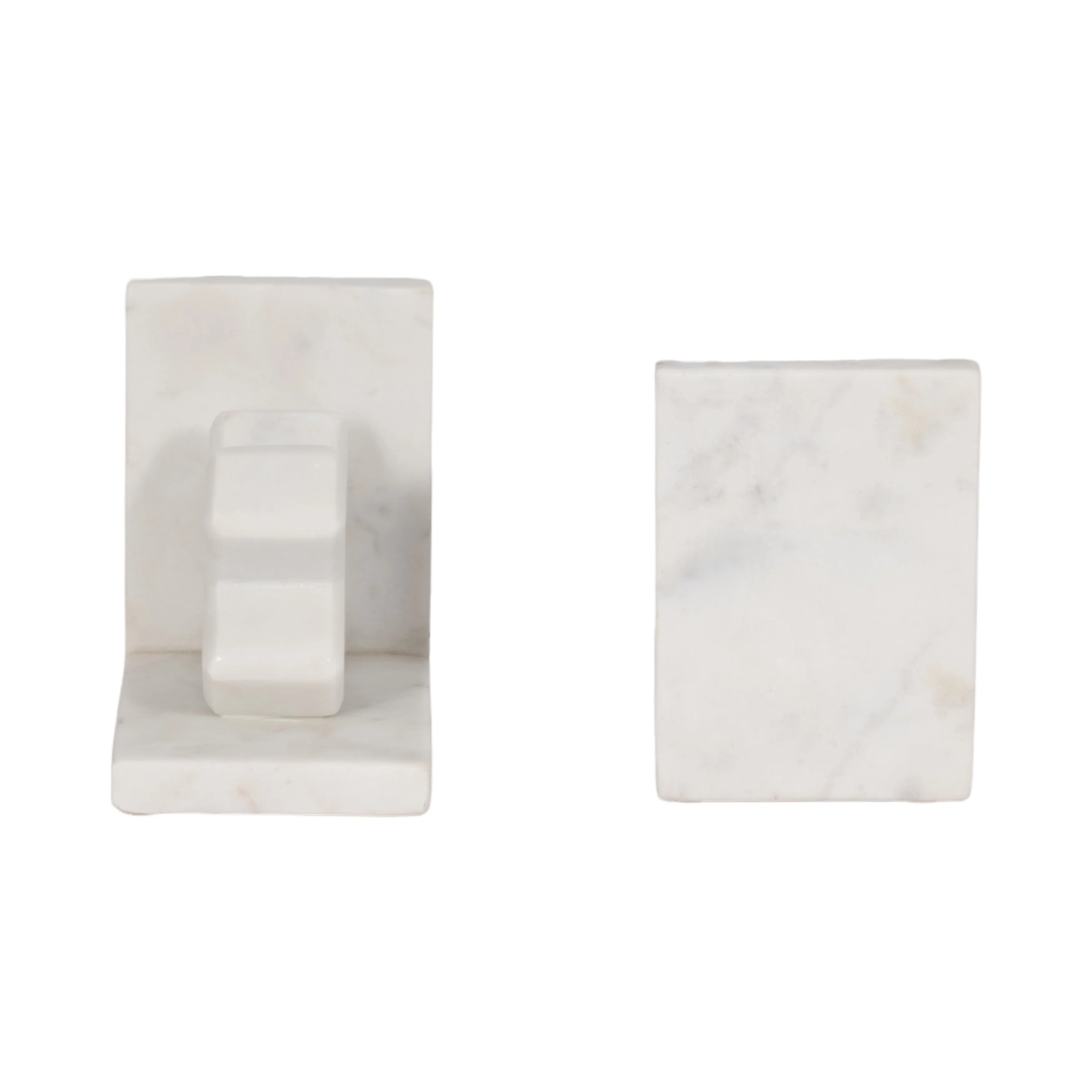 MARBLE, S/2 5" X & O BOOKENDS, WHITE