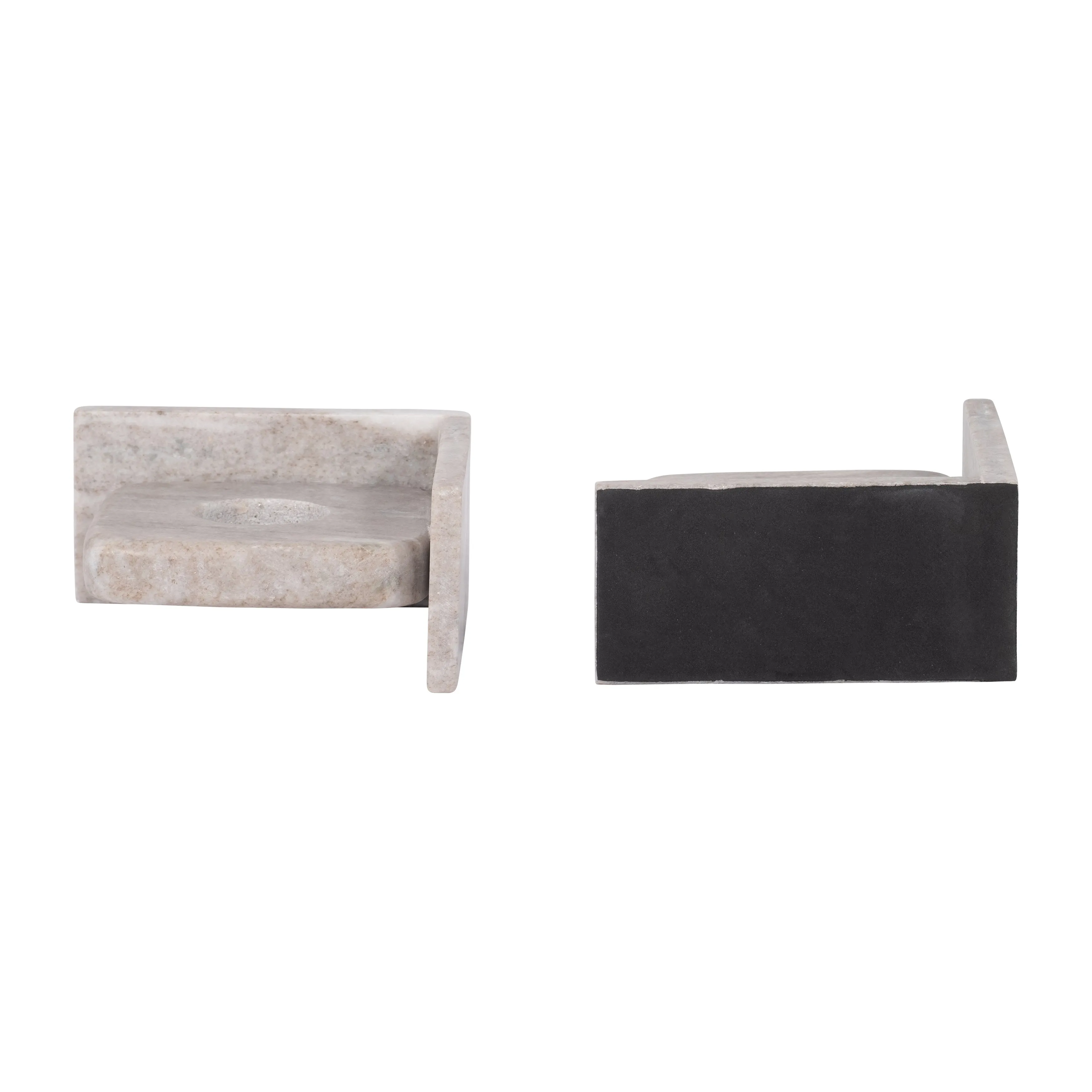MARBLE, S/2 6" CUT OUT SQUARE BOOKENDS, TAN