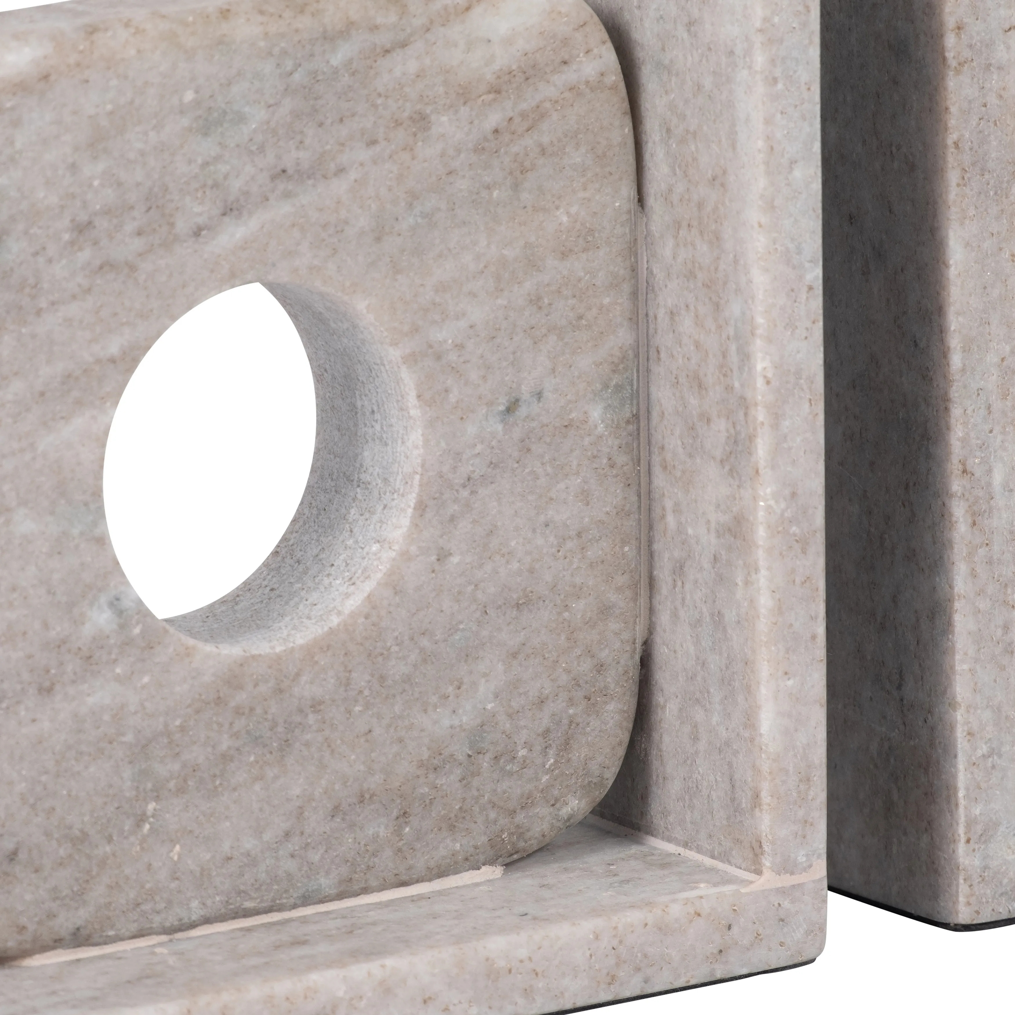 MARBLE, S/2 6" CUT OUT SQUARE BOOKENDS, TAN