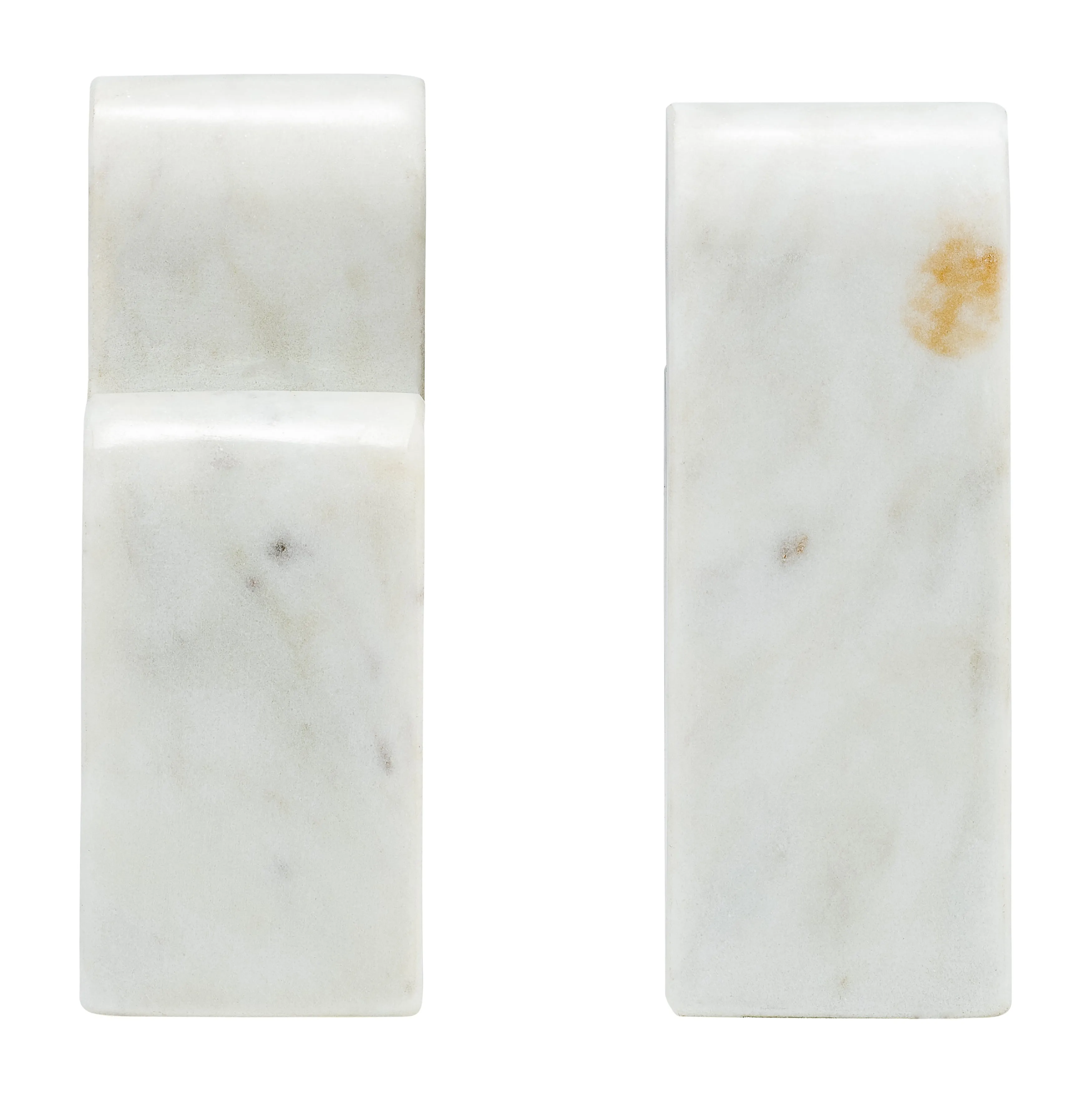 MARBLE, S/2 6"H SWIRLY BOOKENDS, WHITE