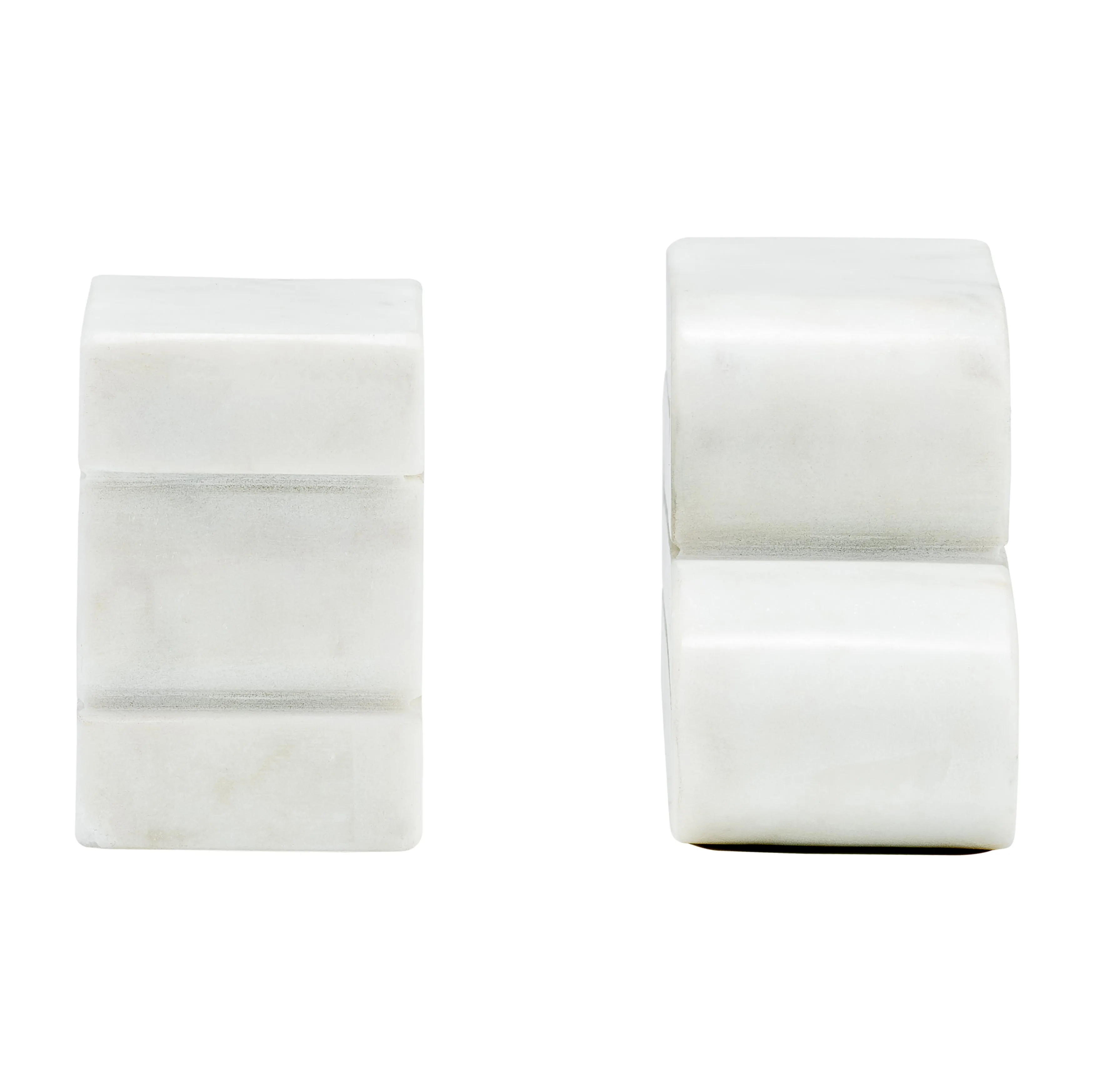 MARBLE, S/2 6"H SWIRLY BOOKENDS, WHITE