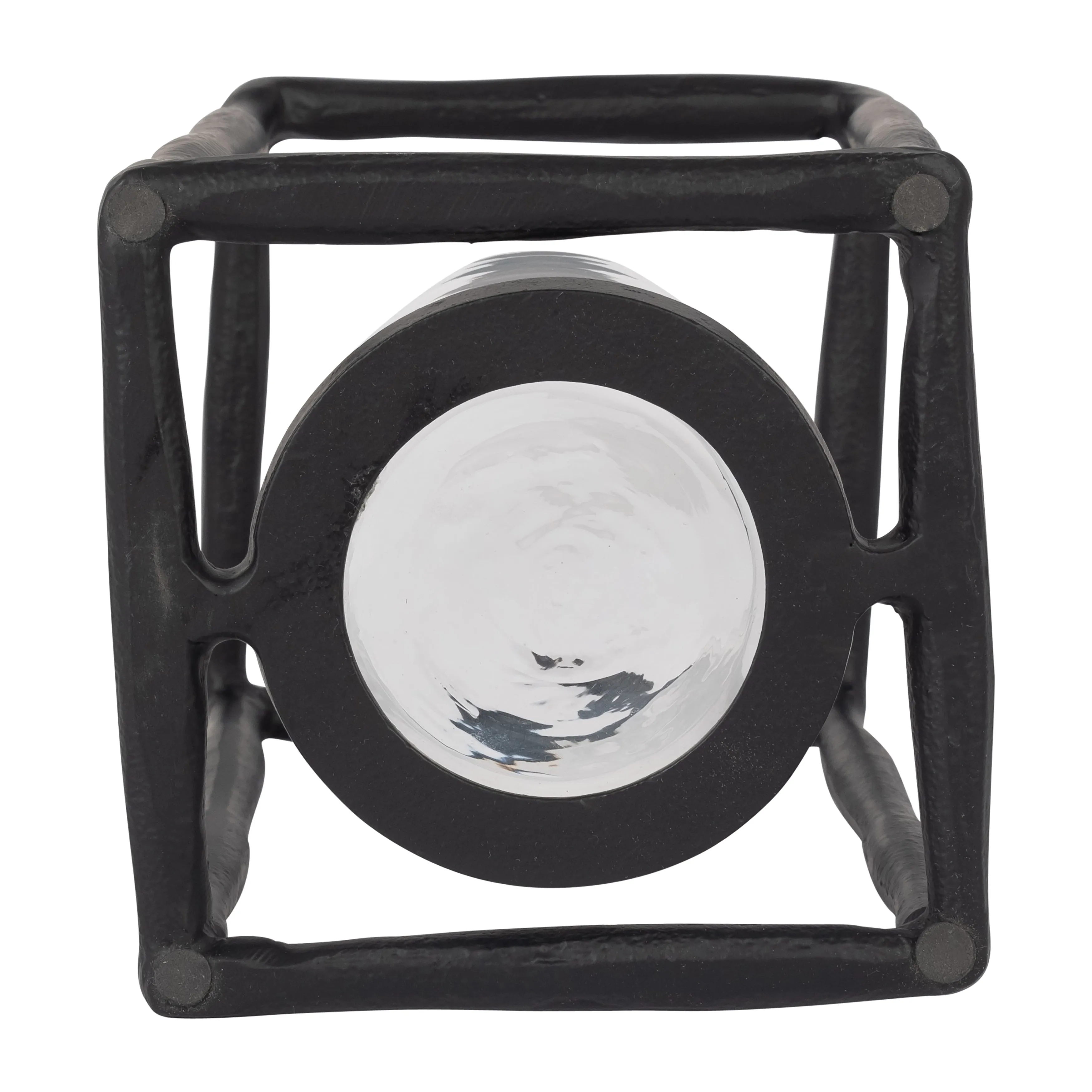 METAL, 12" OPEN SQUARE HURRICANE HOLDER, BLACK