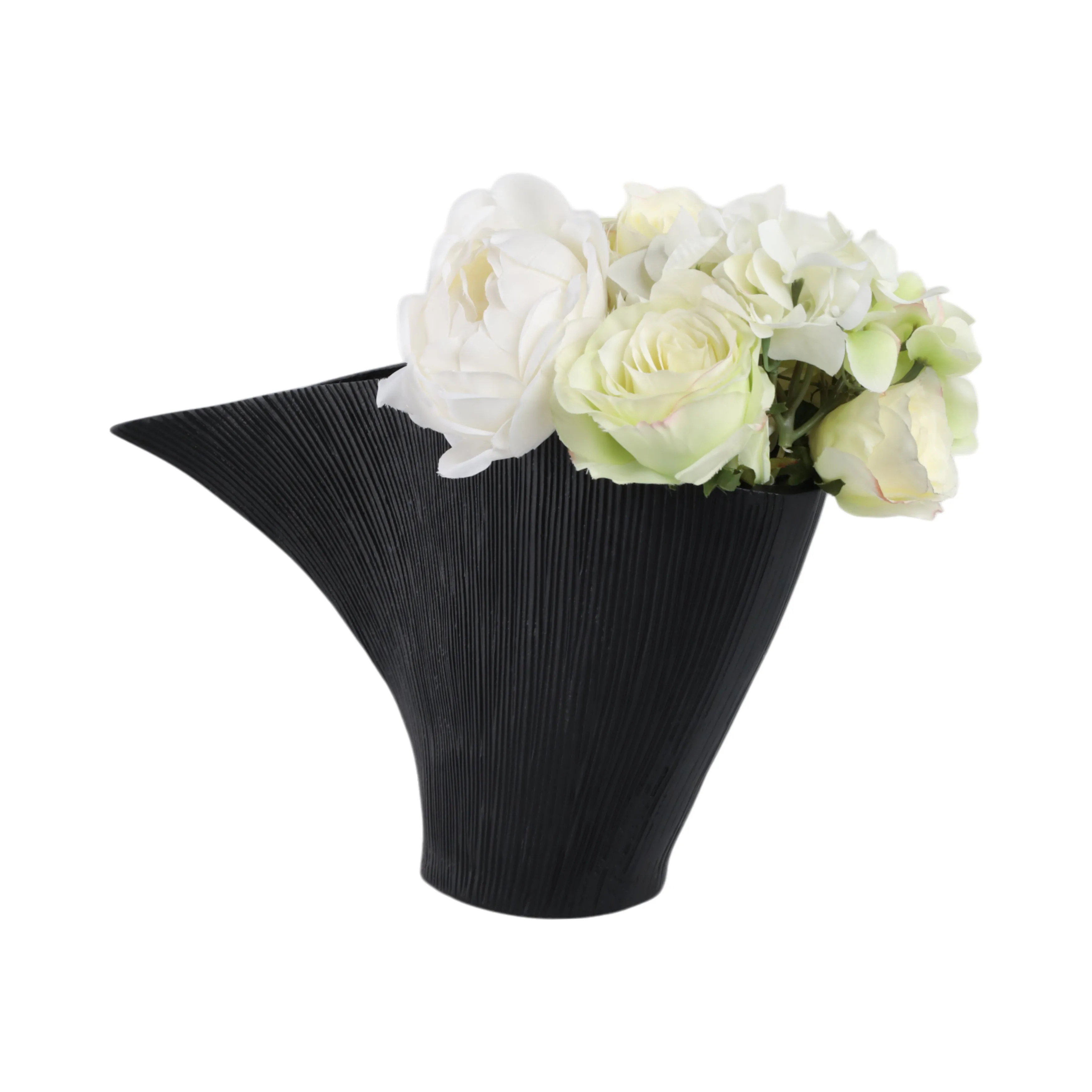 Metal, 16" Corinth Medium Black Vase