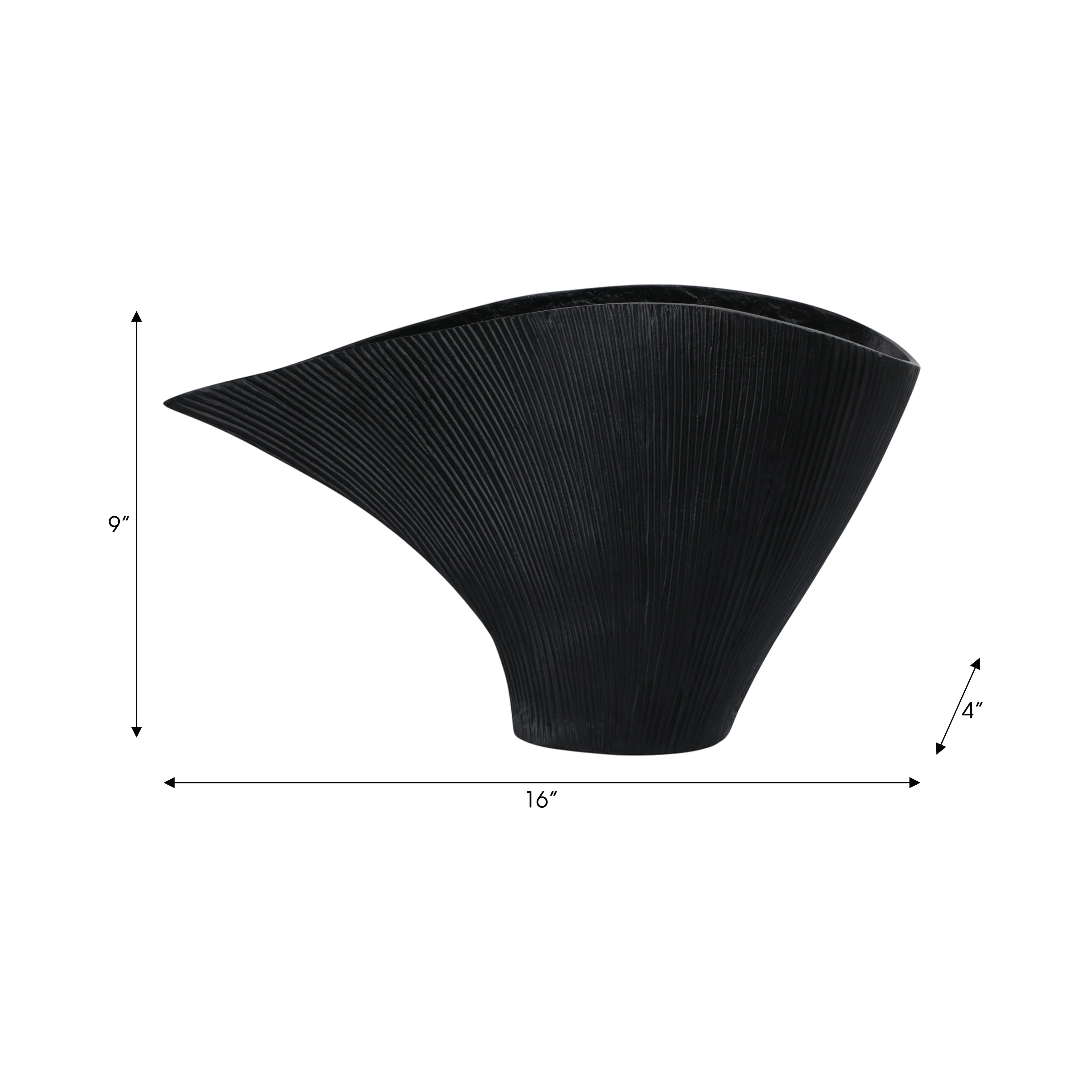 Metal, 16" Corinth Medium Black Vase