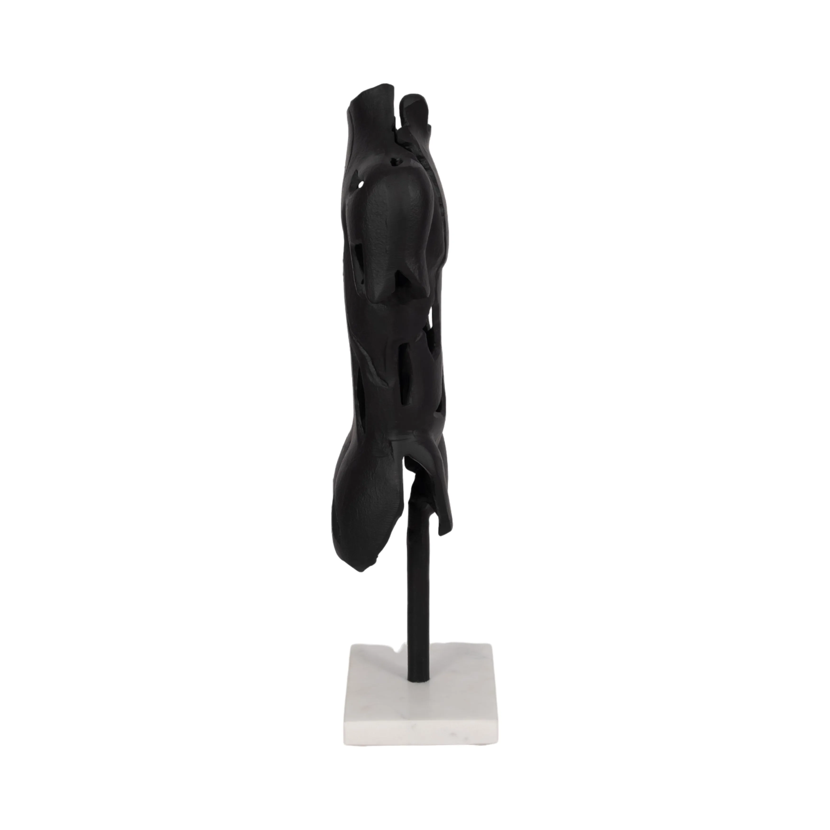 METAL, 16" CRACKED BUST ON STAND, BLACK