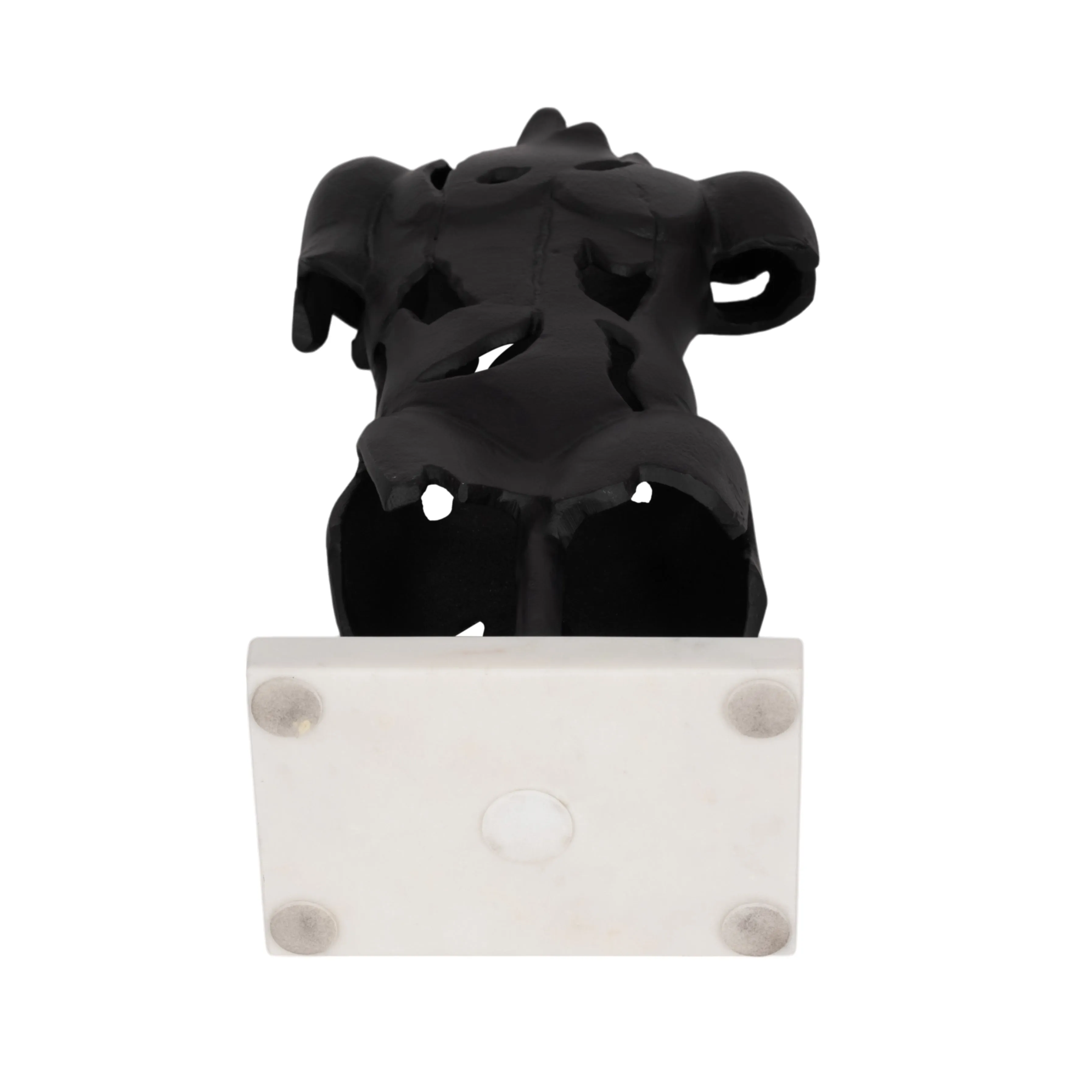 METAL, 16" CRACKED BUST ON STAND, BLACK