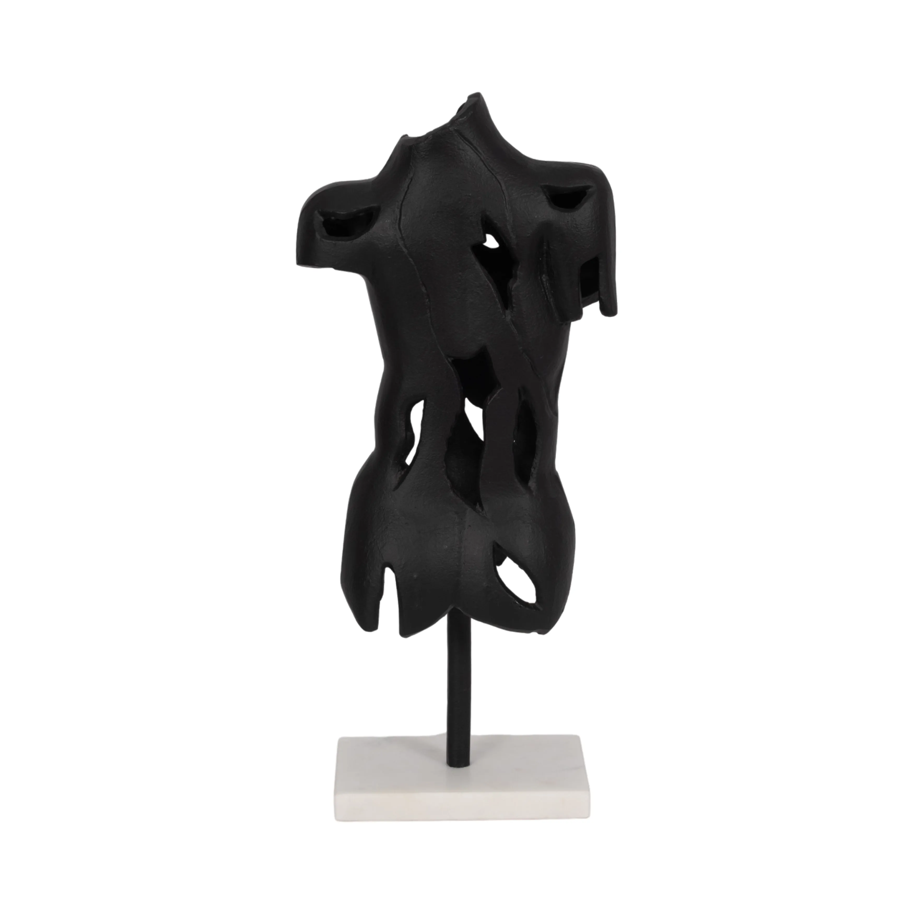 METAL, 16" CRACKED BUST ON STAND, BLACK